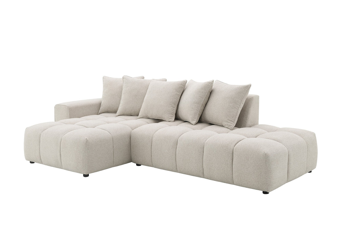 Canapé d'angle en tissu texturé beige CLARISSE - Angle gauche