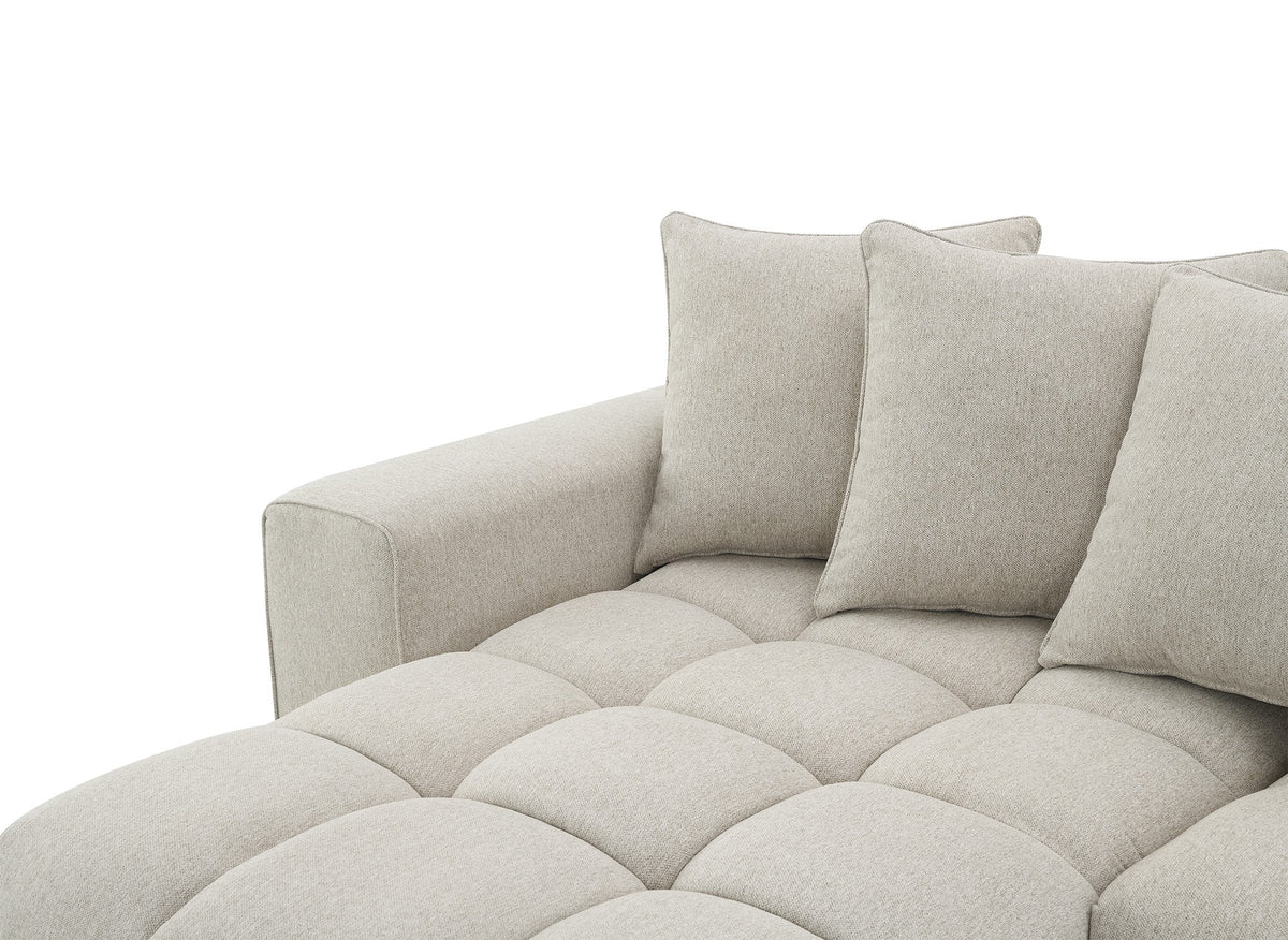 Canapé d'angle en tissu texturé beige CLARISSE - Angle gauche