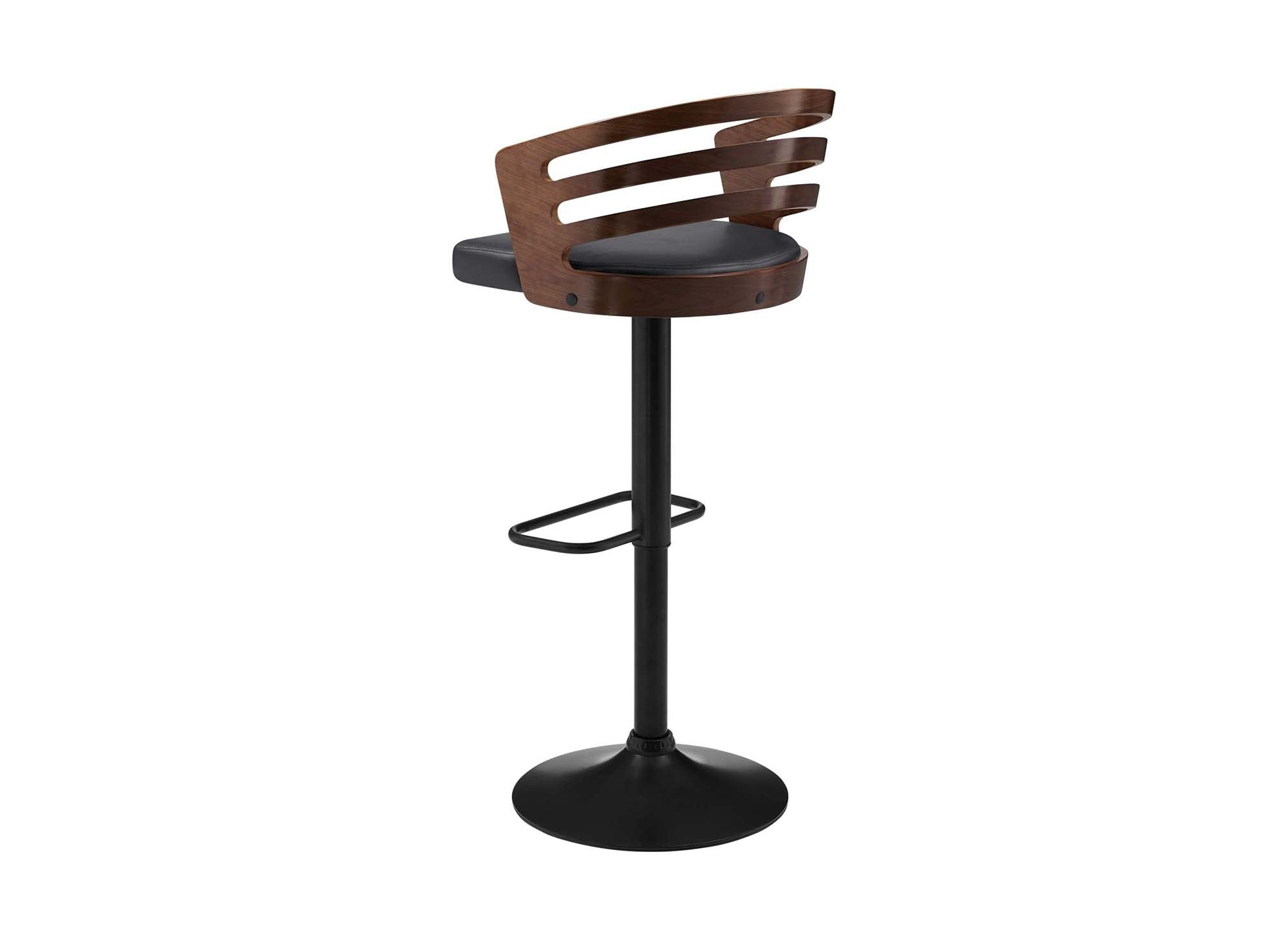 AIDEN Designer-Barhocker aus Holz und schwarzem Kunstleder