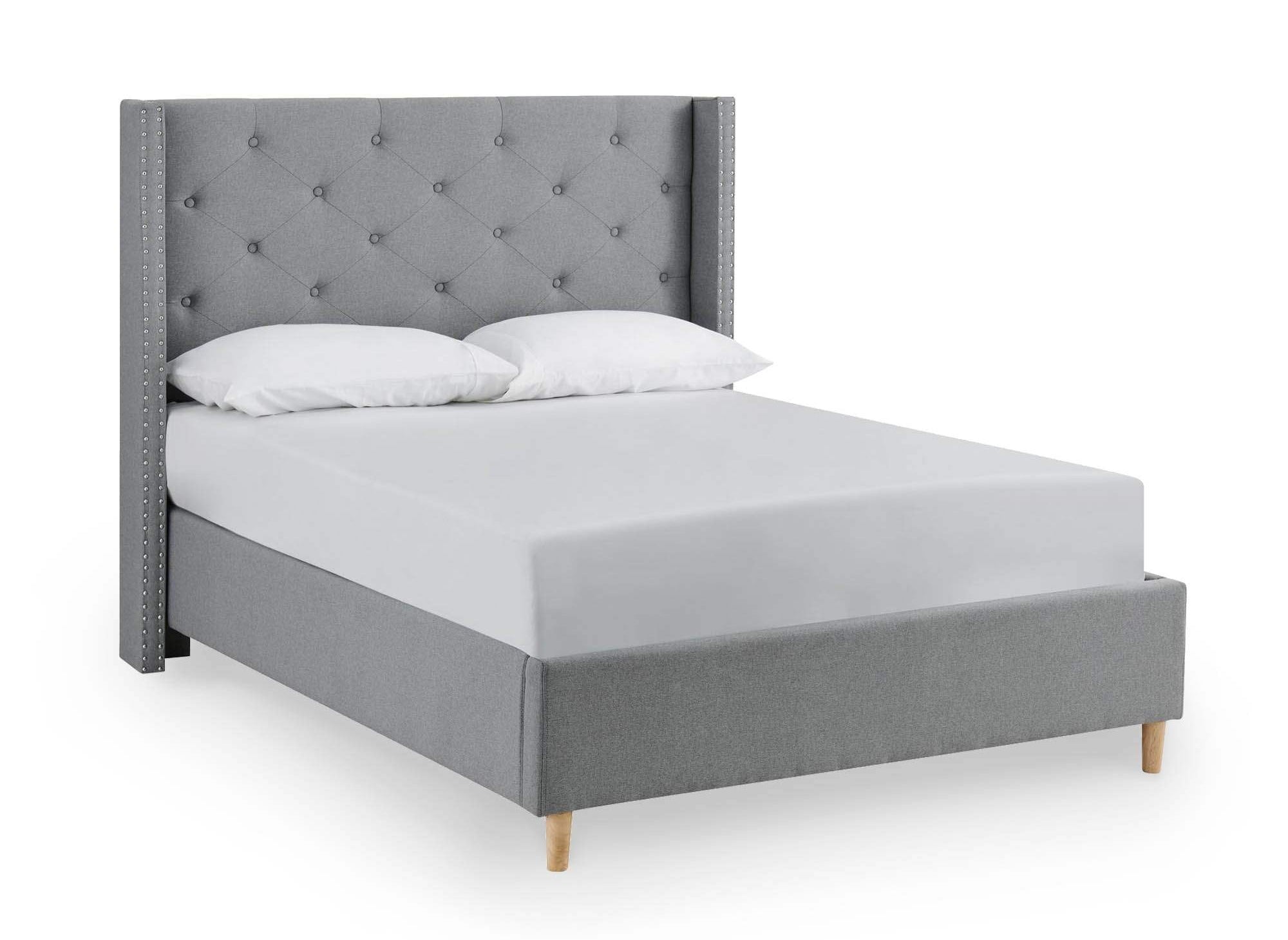 Doppelbett 160x200 cm, Stoffbezug grau MARGOT