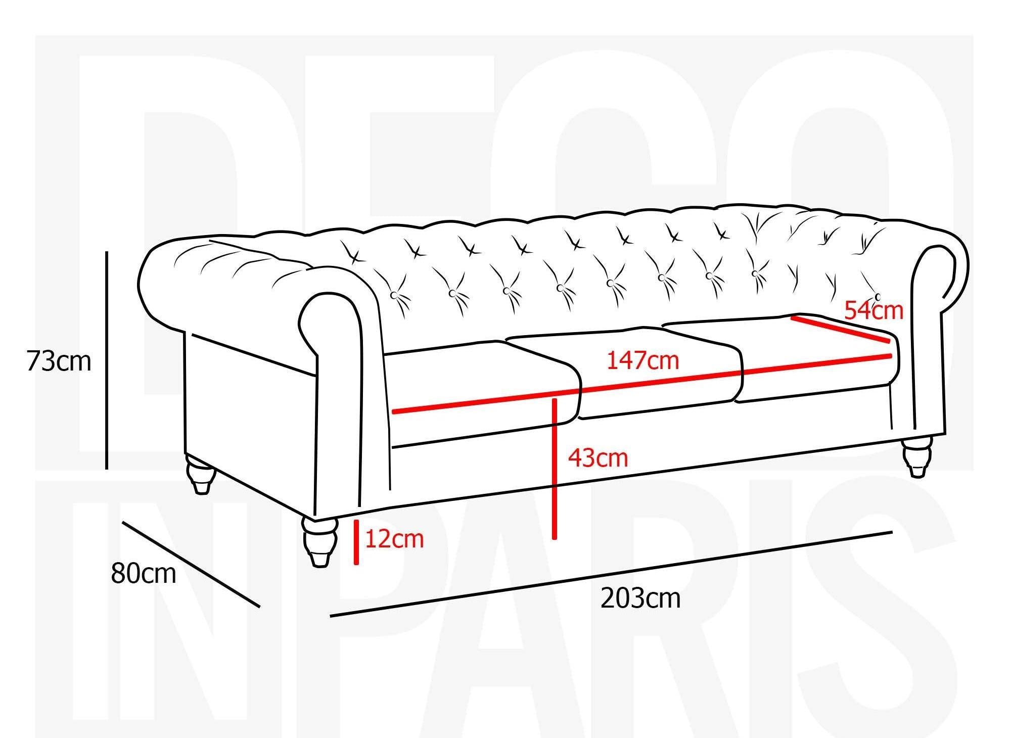 Chesterfield 3-Sitzer-Sofa aus schwarzem Samt