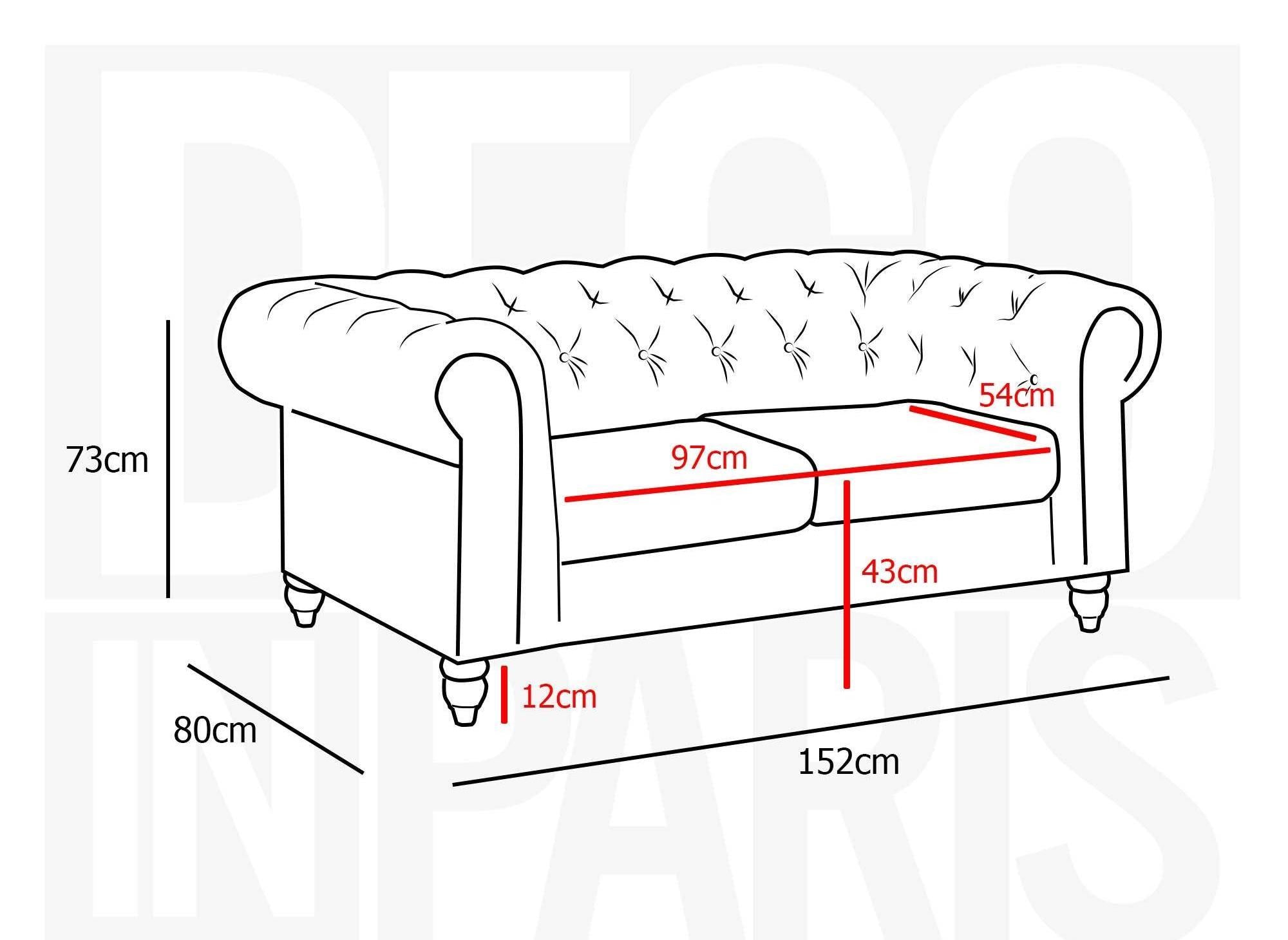 Chesterfield 2-Sitzer-Sofa aus schwarzem Samt