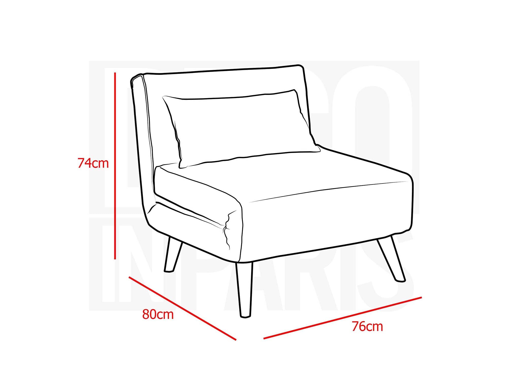 TONKA verwandelbarer Sessel aus violettem Stoff