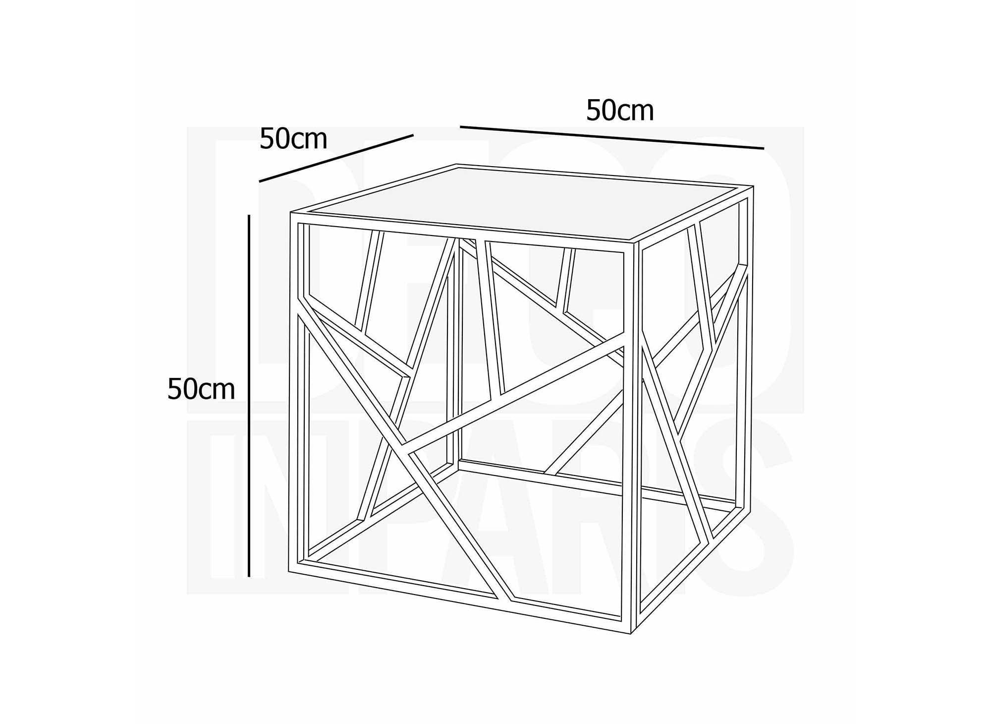Quadratischer Designer-Couchtisch SOLAL aus schwarzem Glas und goldfarbenem Metall
