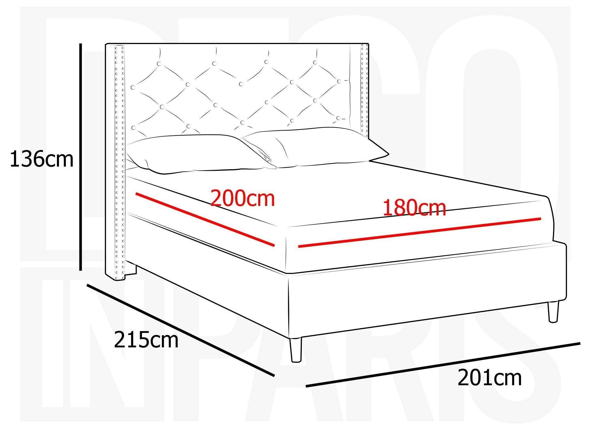 Doppelbett 180x200 cm, Stoffbezug grau MARGOT