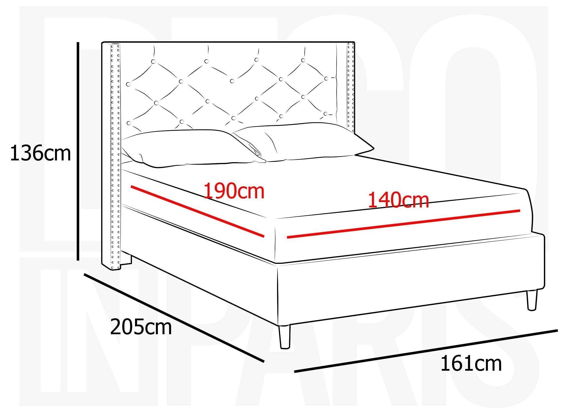 Doppelbett in beigefarbenem Polsterstoff 140x190 cm MARGOT