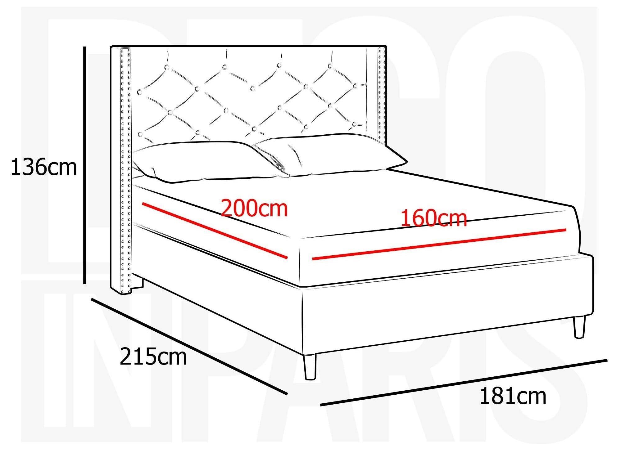 Doppelbett in beigefarbenem Polsterstoff 160x200 cm MARGOT
