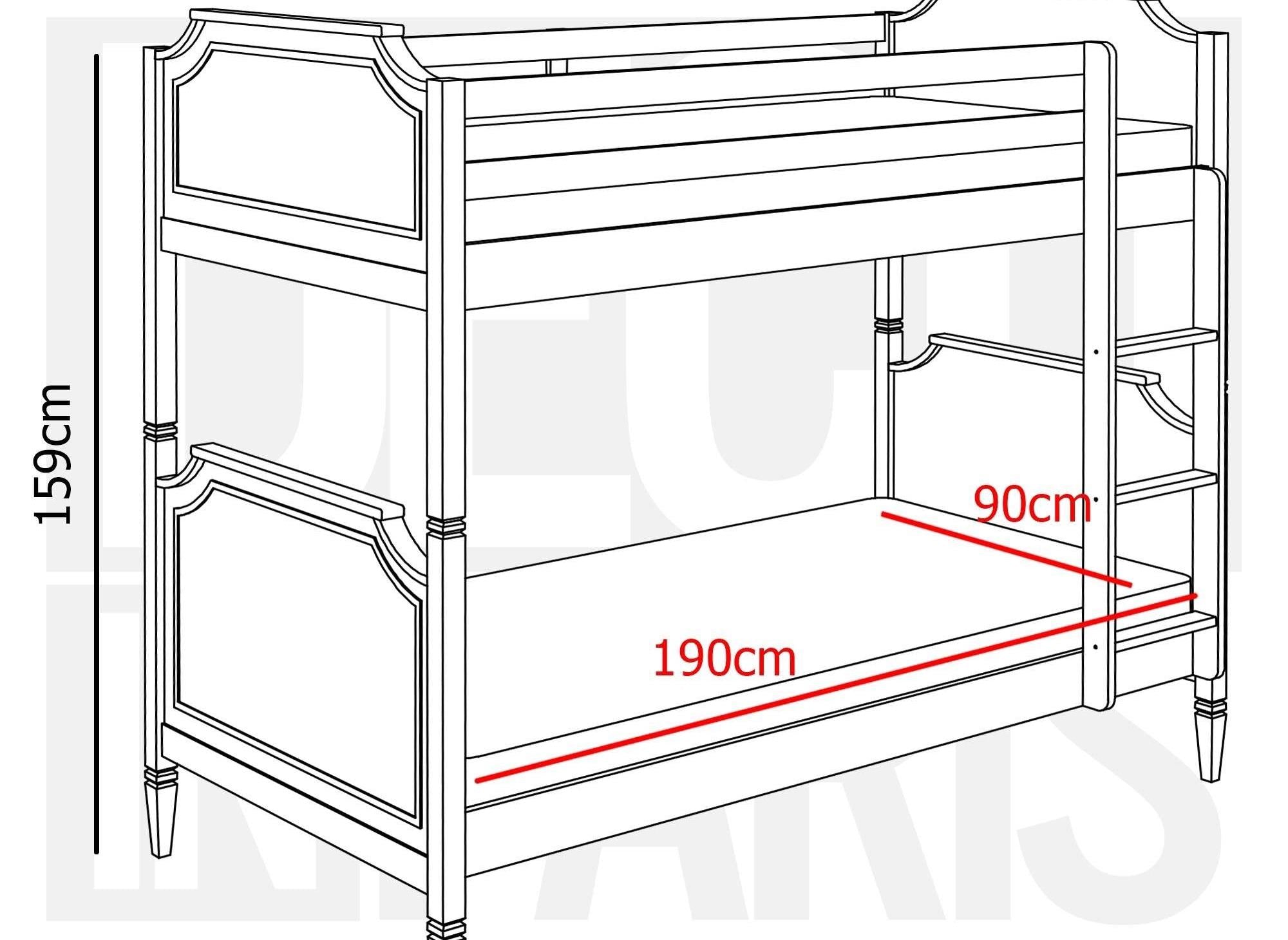 PAULINE weißes, teilbares Etagenbett aus Holz 90 x 190 cm