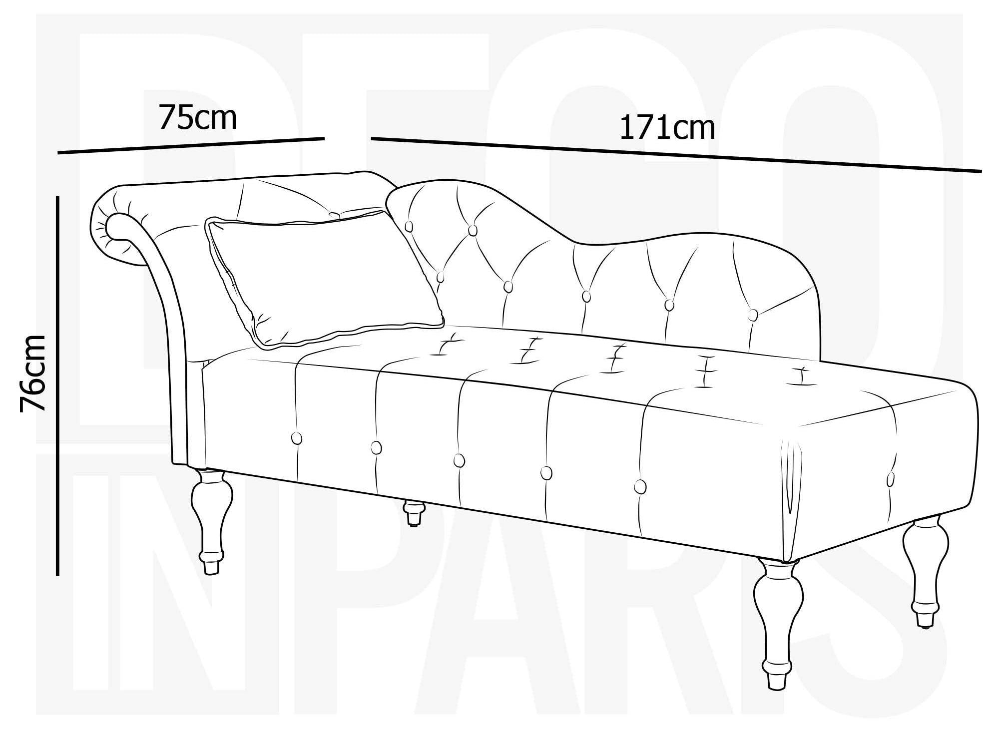 SHIMA Chaiselongue mit rosa Samtpolsterung – rechtwinklig
