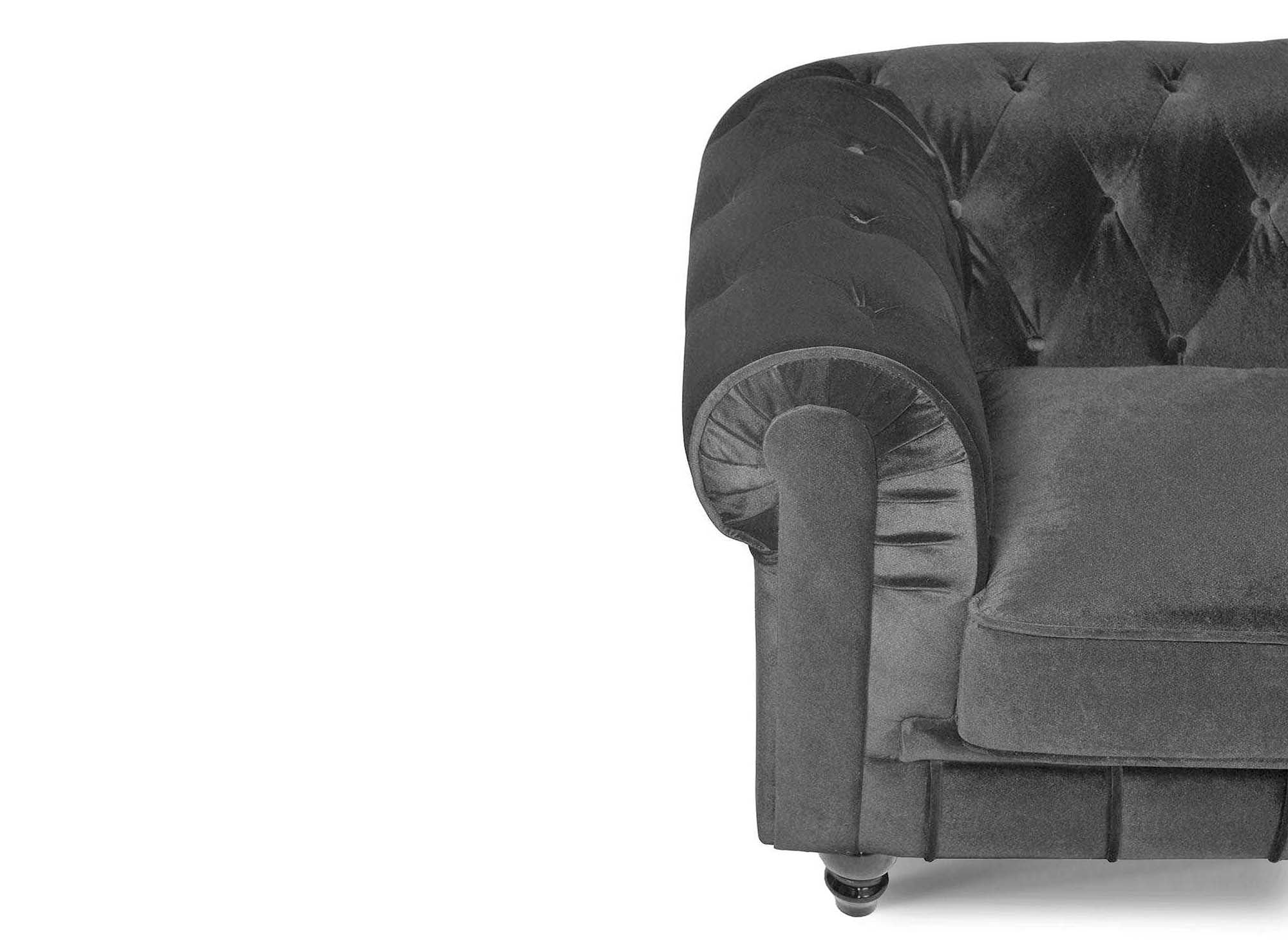 Chesterfield 3-Sitzer-Sofa aus grauem Samt