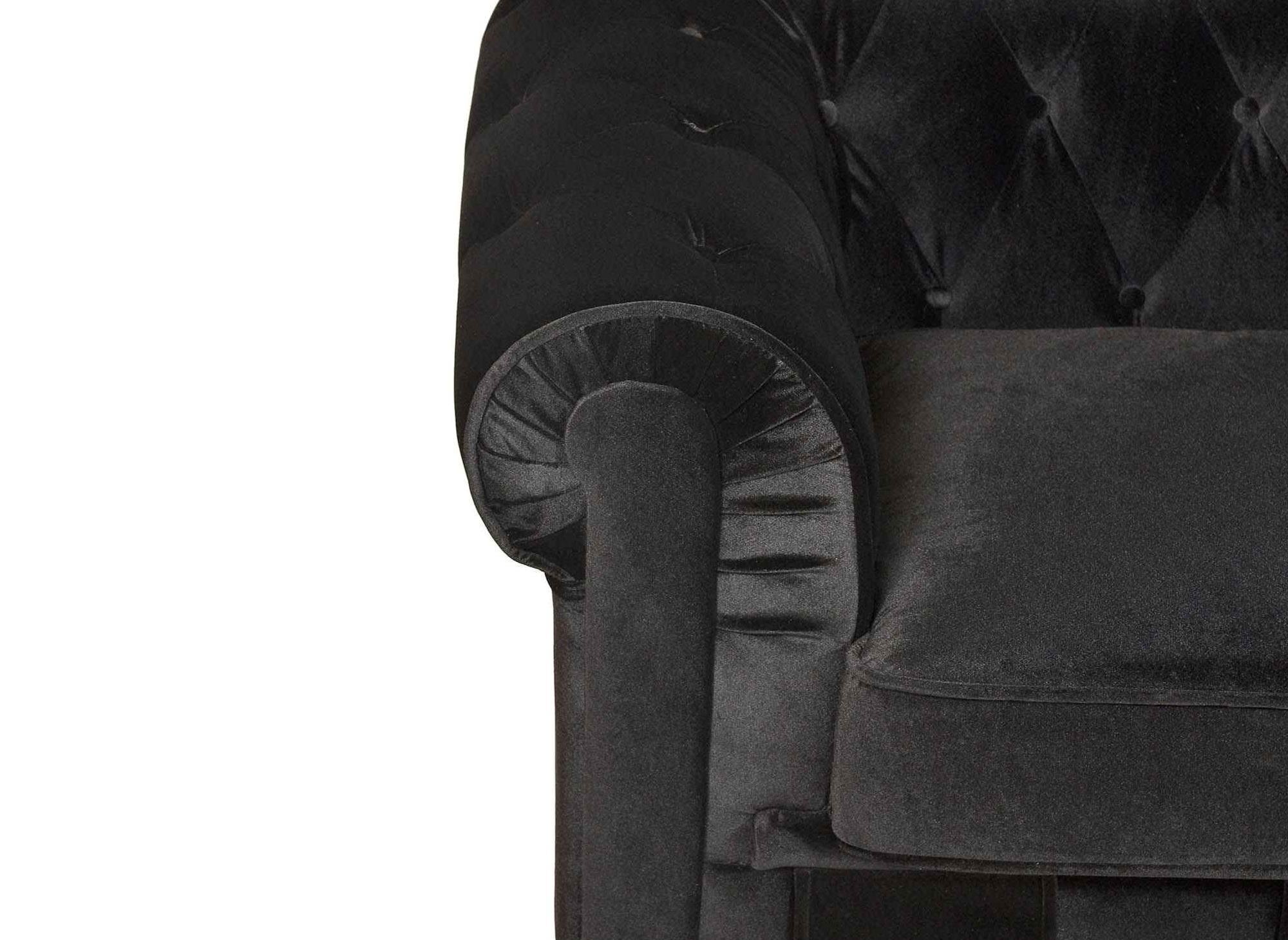 Chesterfield 3-Sitzer-Sofa aus schwarzem Samt