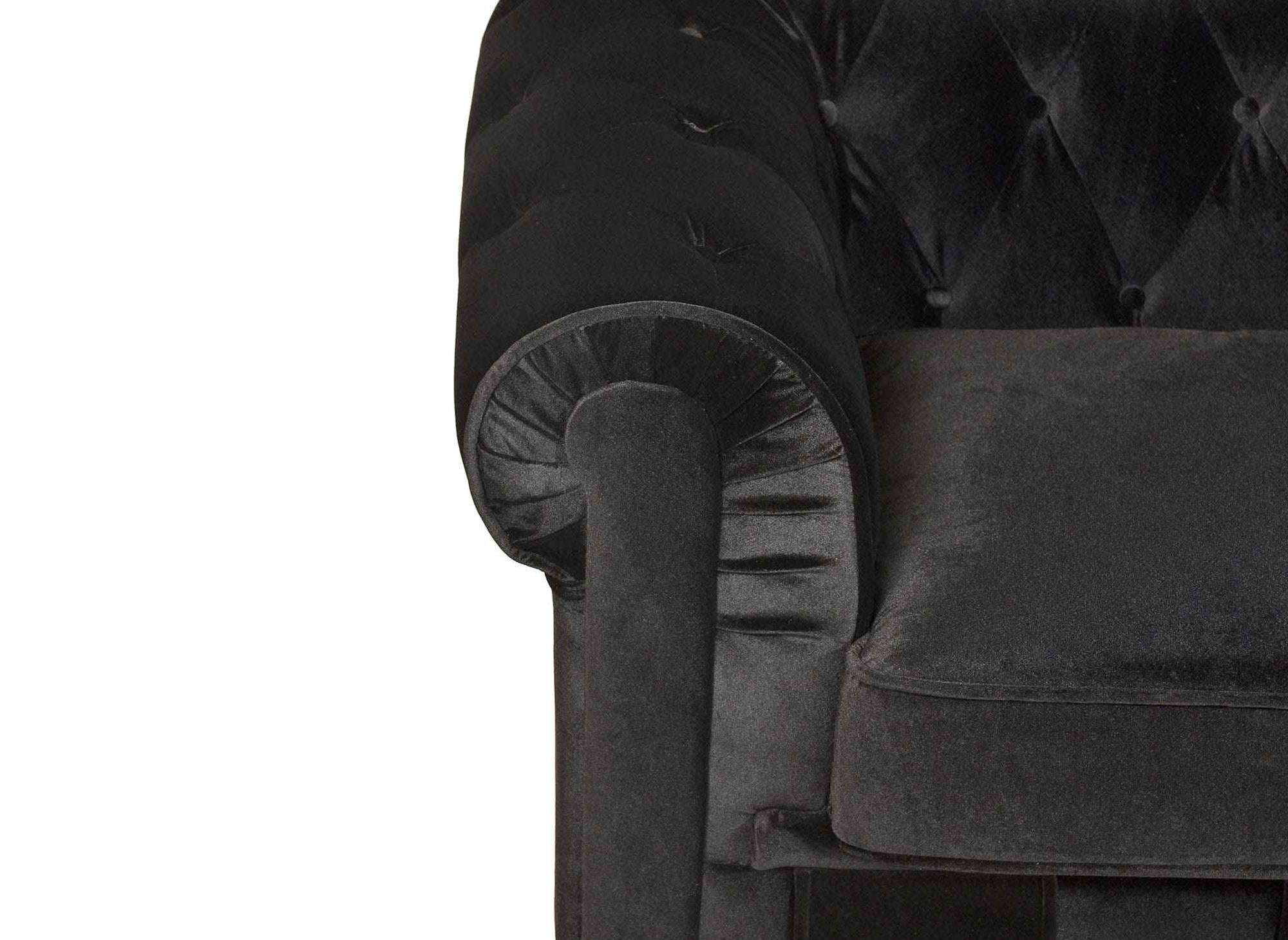 Chesterfield 2-Sitzer-Sofa aus schwarzem Samt