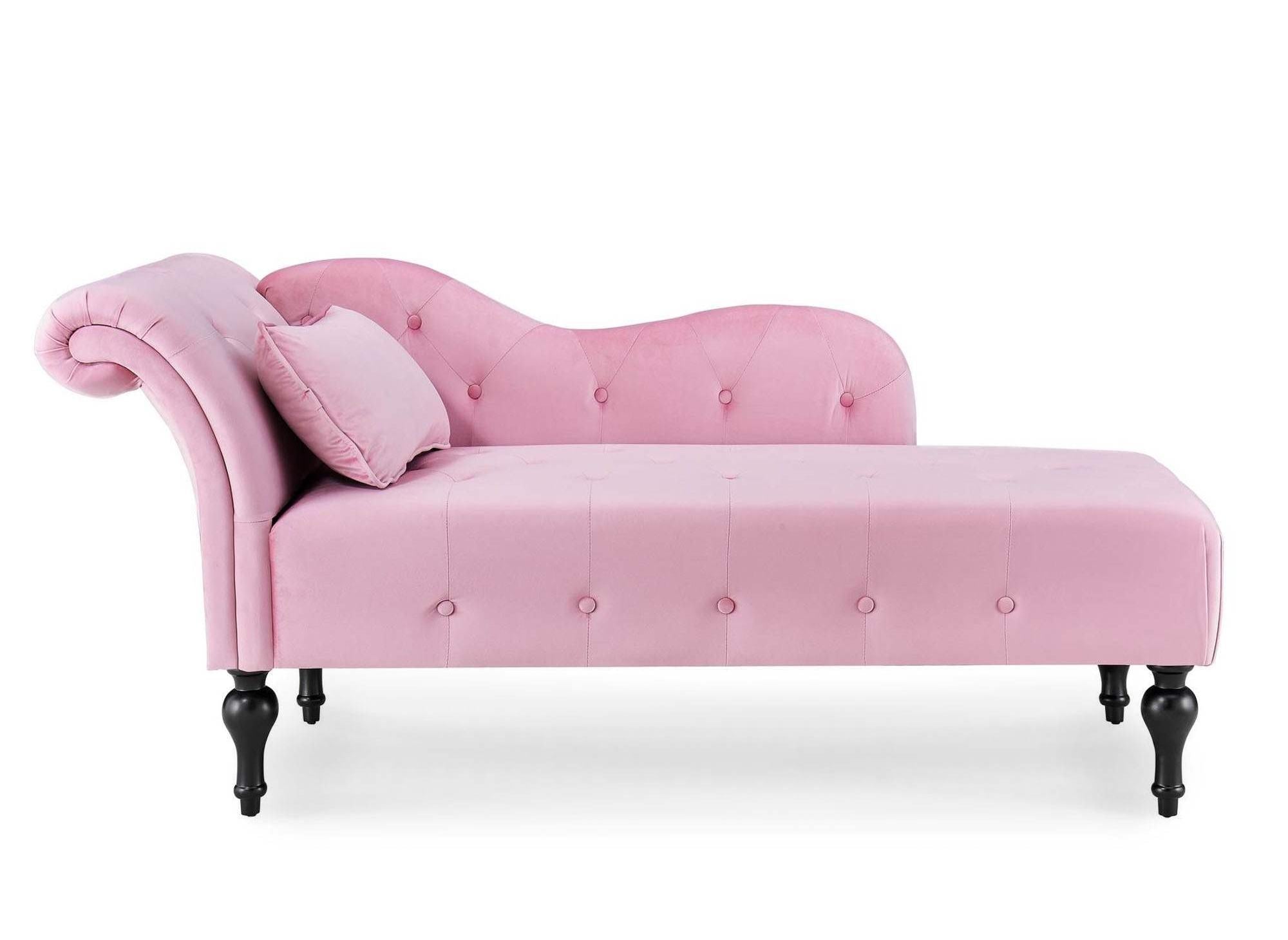 SHIMA Chaiselongue mit rosa Samtpolsterung – rechtwinklig