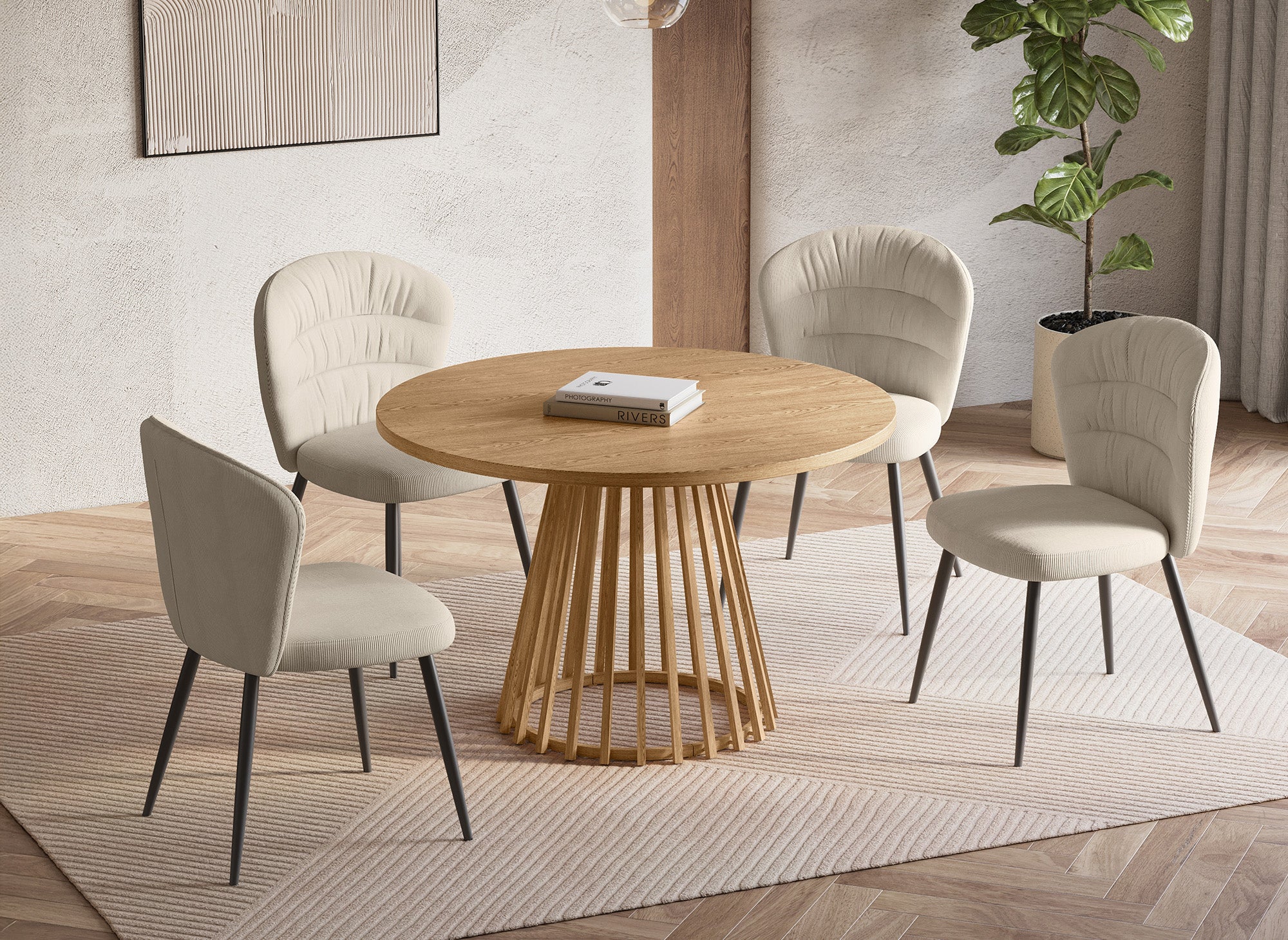 HIBEA runder Esstisch mit Designerbeinen