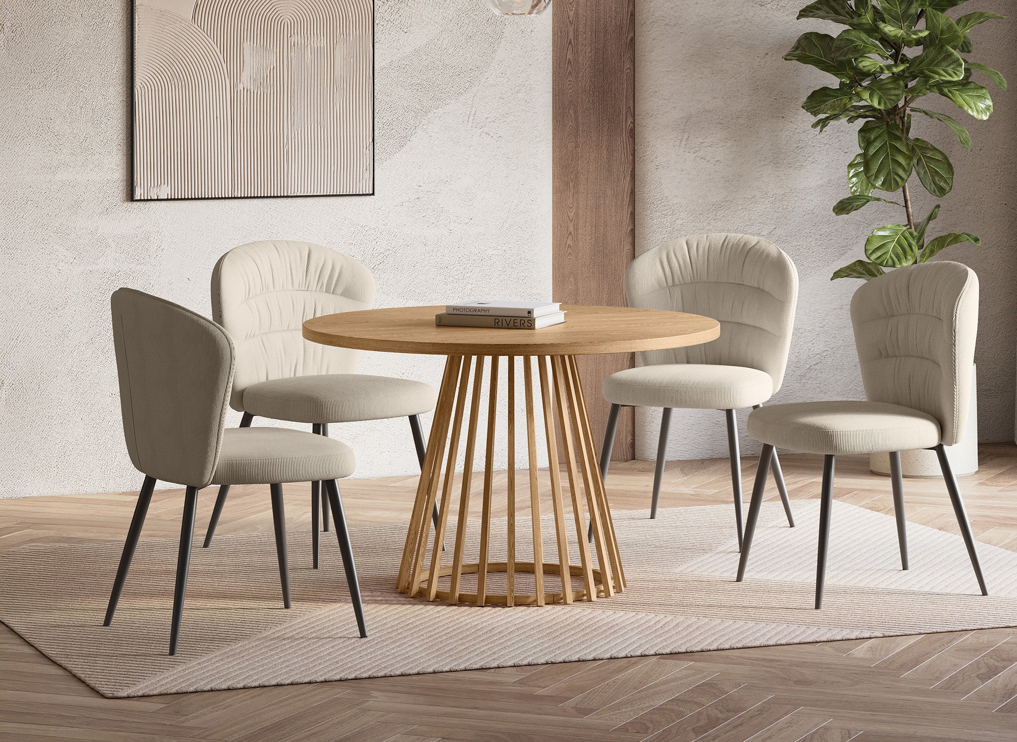 HIBEA runder Esstisch mit Designerbeinen