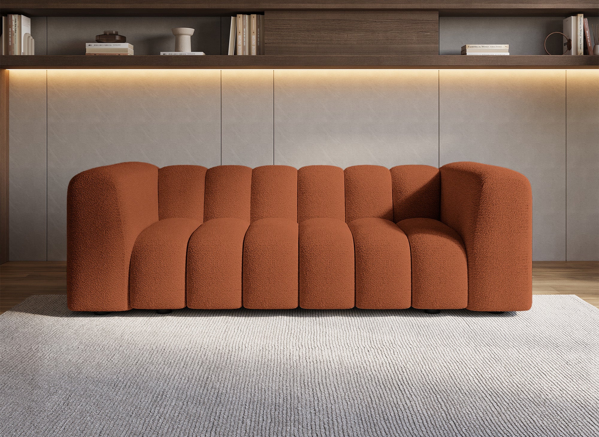 AELIS 3-Sitzer-Sofa aus terrakottafarbenem Bouclé-Stoff
