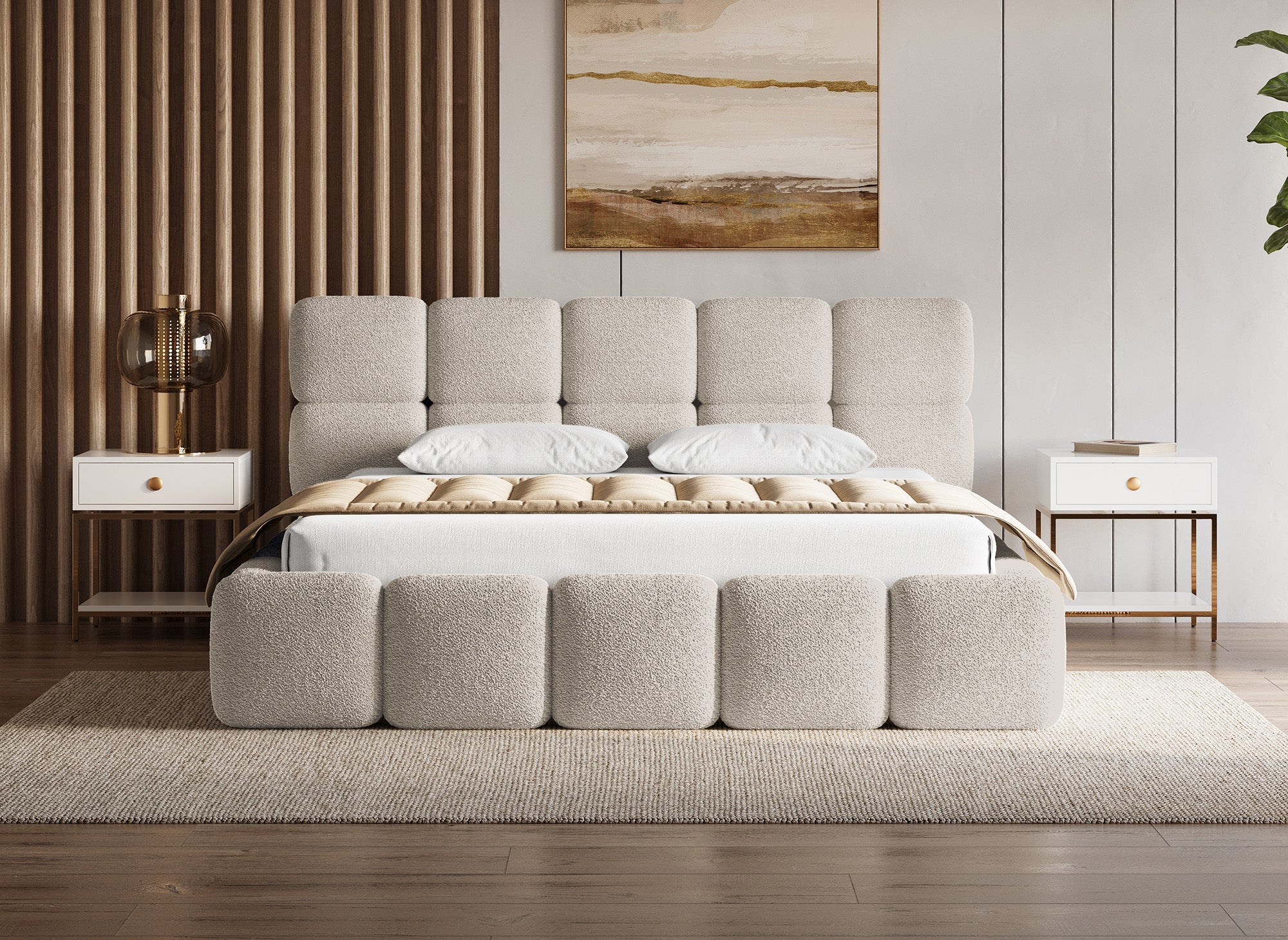 BUBBLE taupe Frotteebett mit Stauraum 180x200 cm