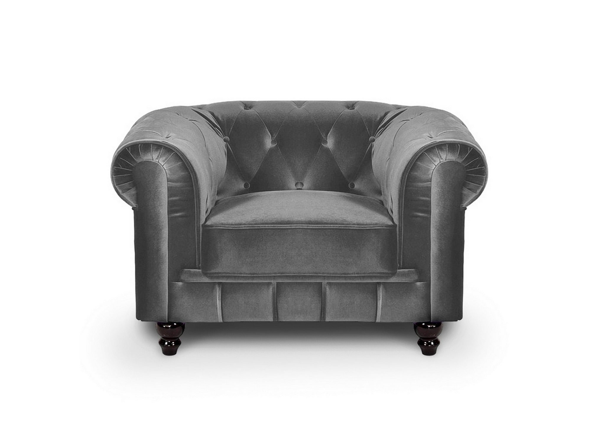 Chesterfield-Sessel aus grauem Samt