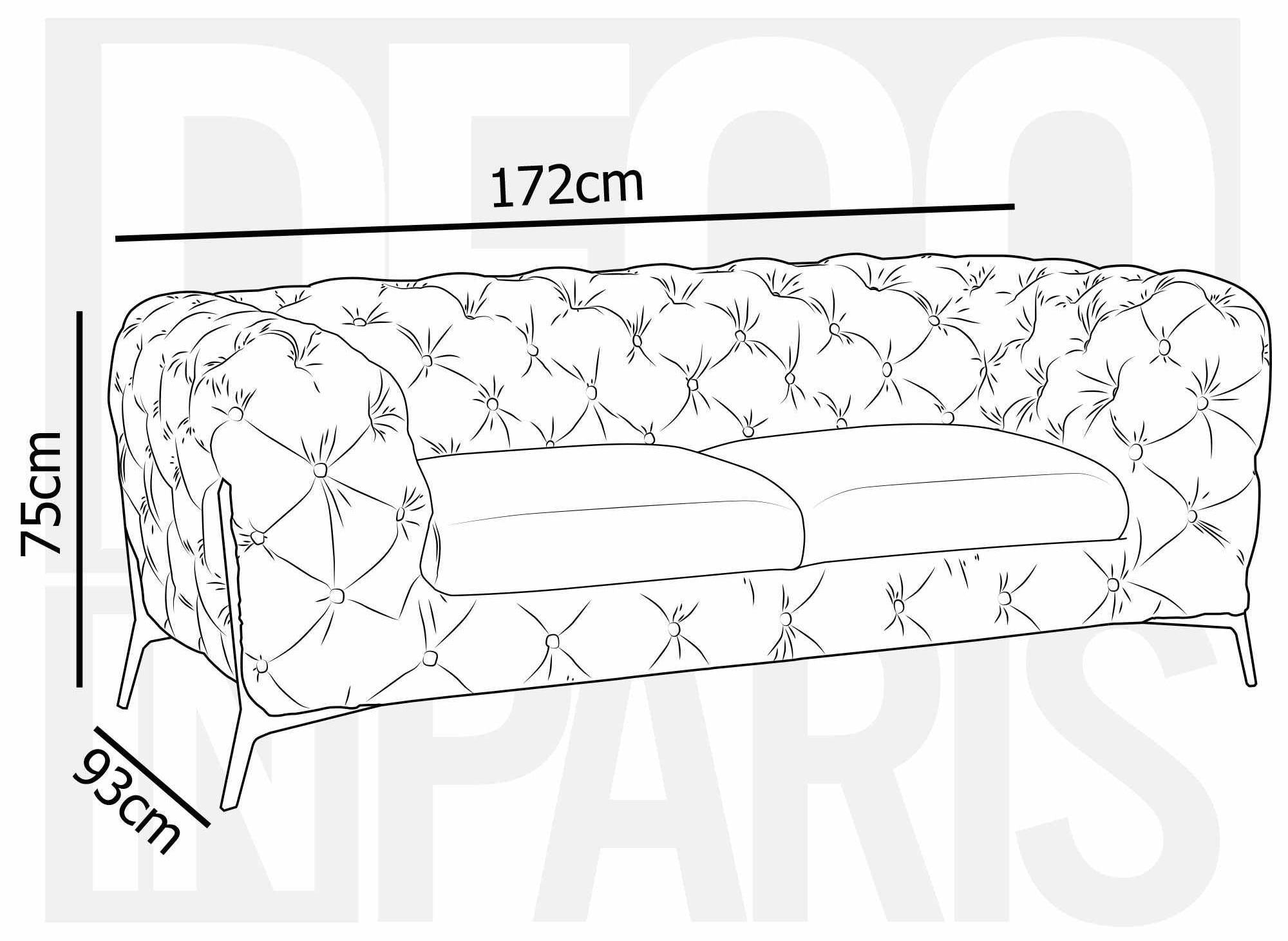 CARMEN 2-Sitzer-Sofa, feststehend, Chesterfield-Stil, gesteppt, grauer Samt