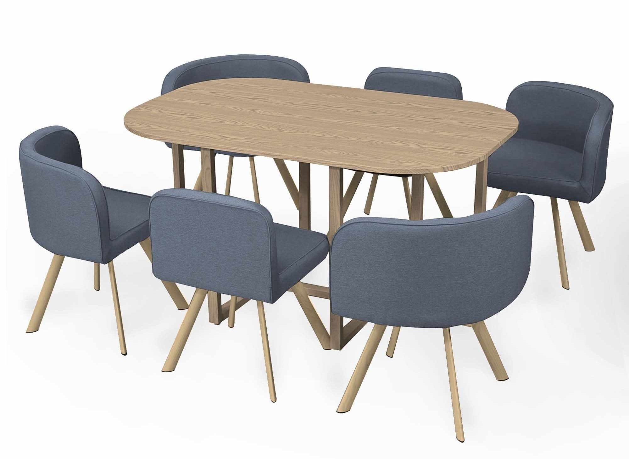 FLEN XL graues stapelbares Tisch- und 6-Stühle-Set