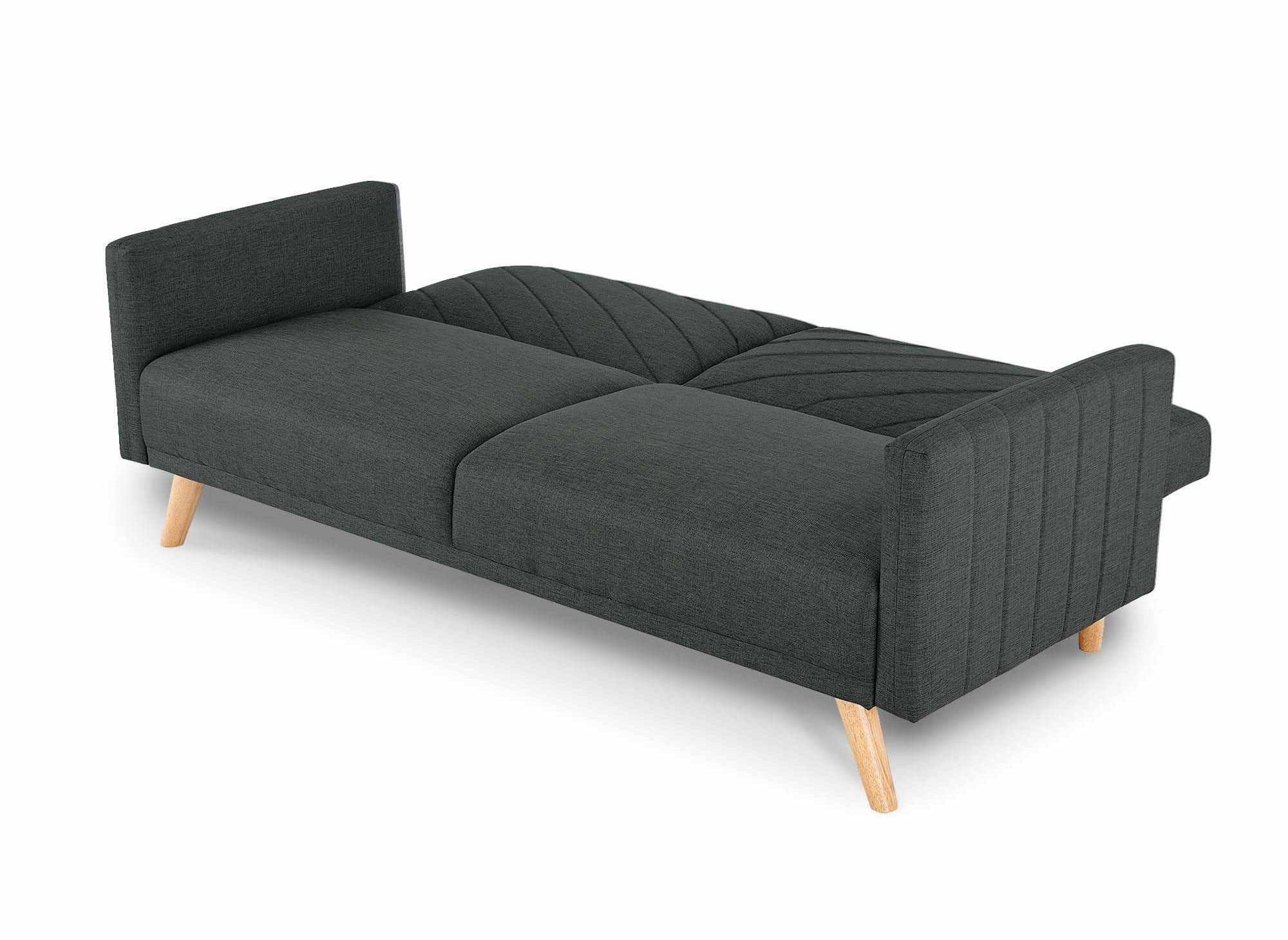 BALDER Skandinavisches umwandelbares 3-Sitzer-Sofa aus dunkelgrauem Stoff
