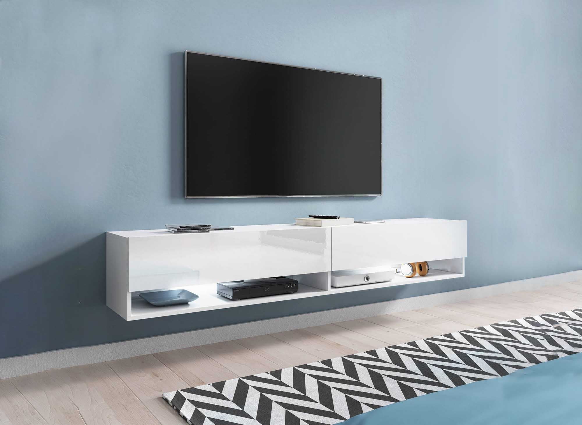ROMANE XXL TV-Wandschrank, weiß, 2 Türen, 2 Fächer, 180 cm