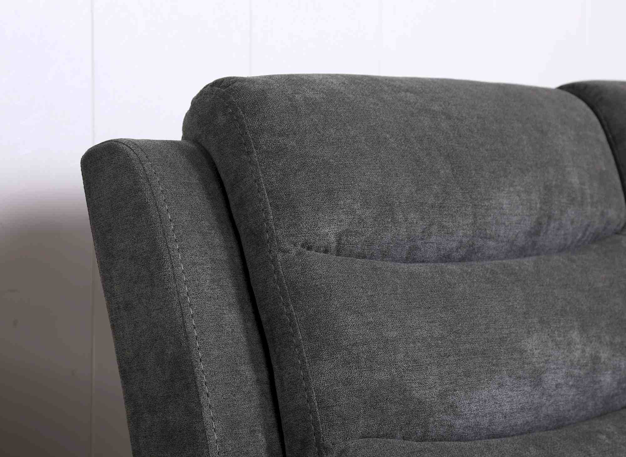 RICHARD 3-Sitzer elektrisches Entspannungssofa aus dunkelgrauem Stoff