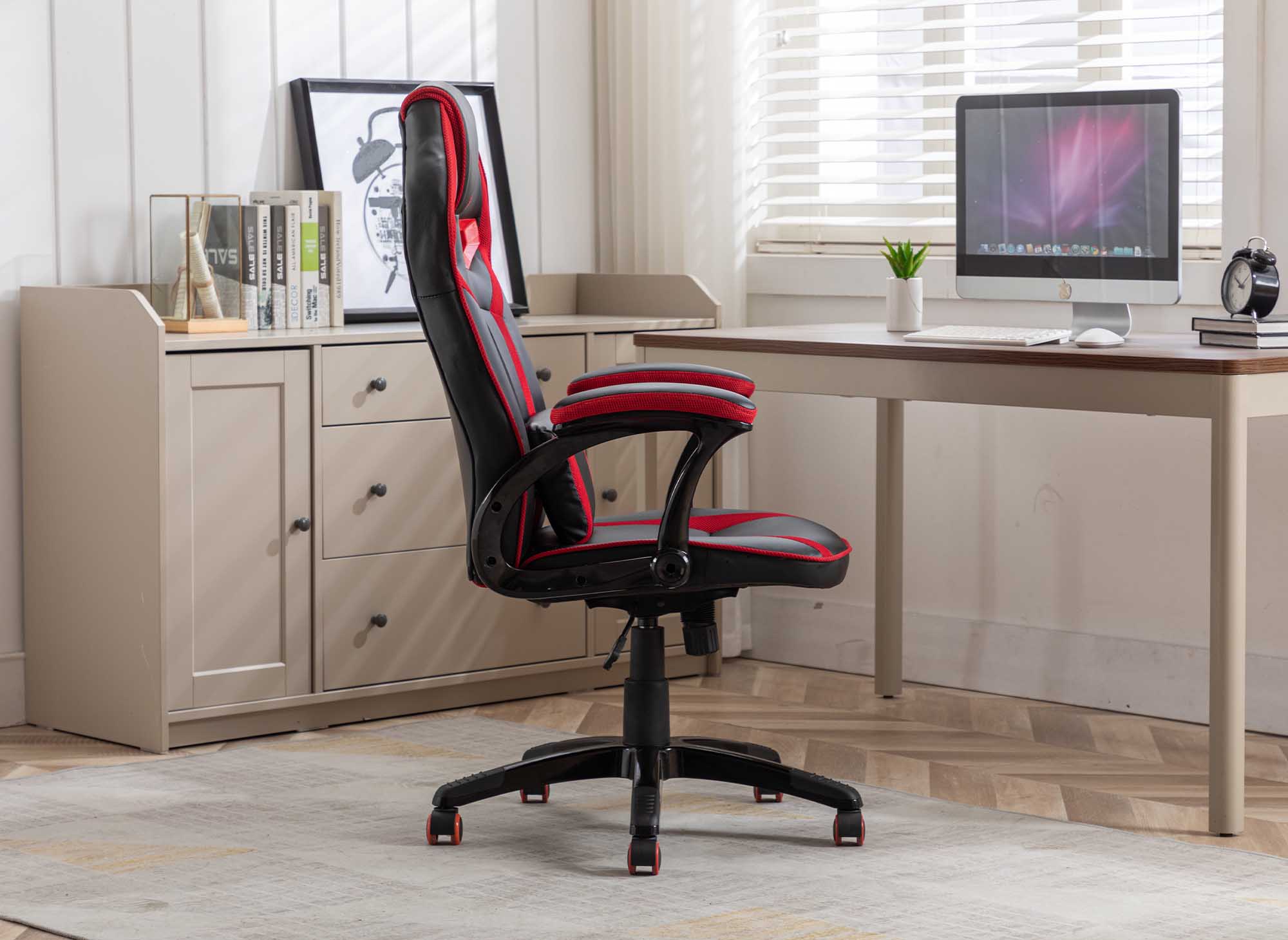 ZONA Gaming-Bürostuhl aus Kunstleder in Schwarz und Rot