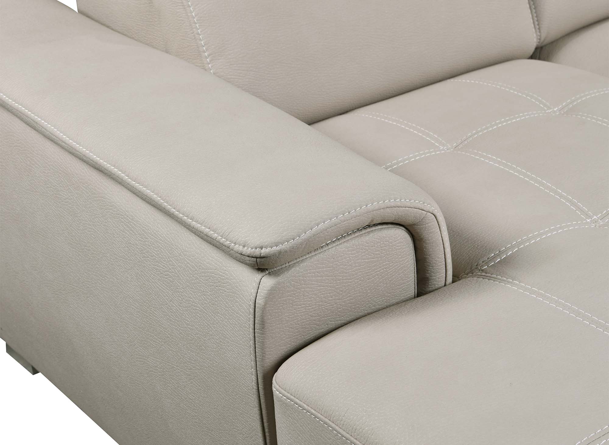 OLIVER Panorama-Sofa mit Aufbewahrungsbox aus beigem Stoff - Linke Ecke