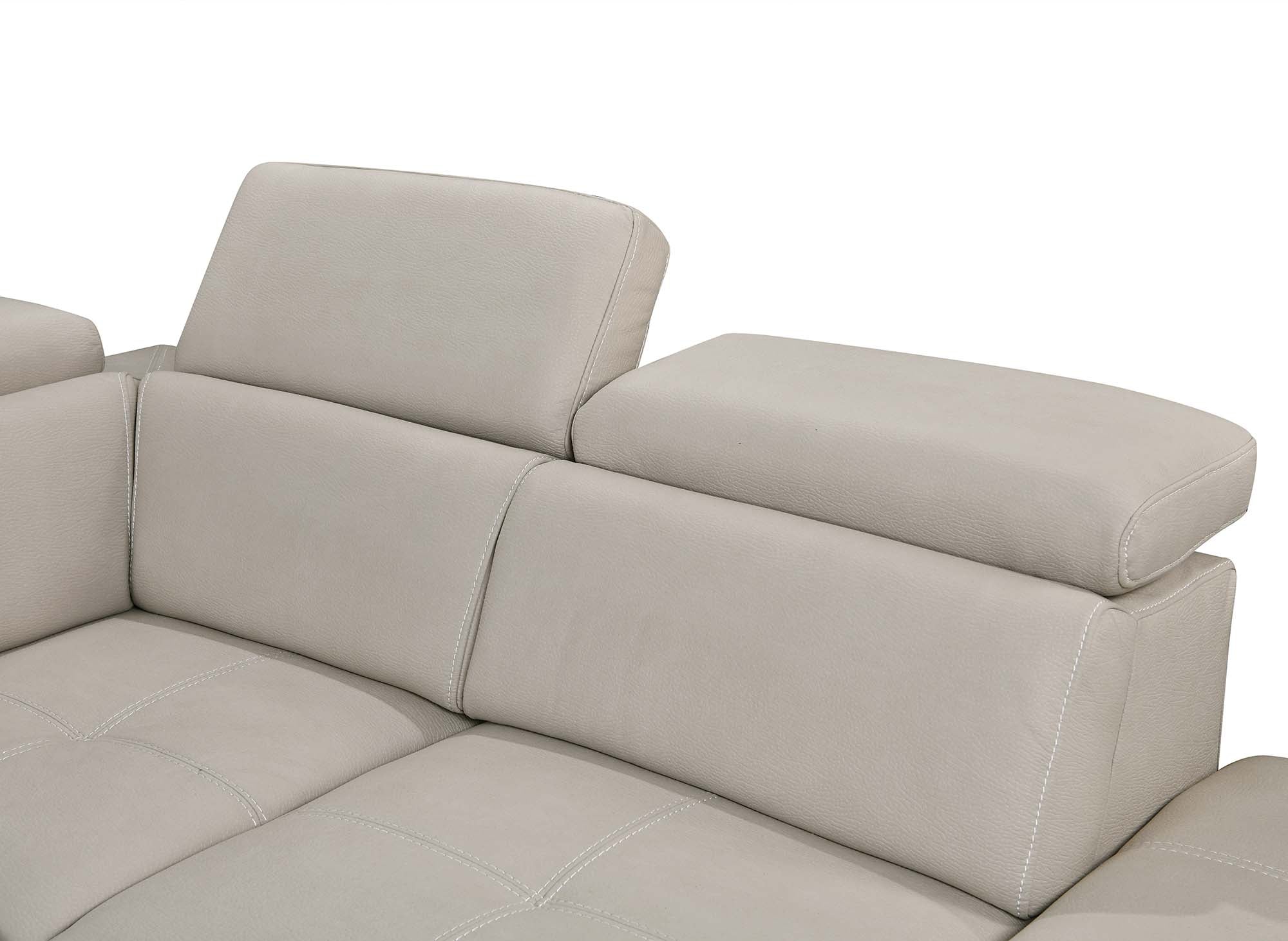 OLIVER Panorama-Sofa mit Aufbewahrungsbox aus beigem Stoff - Linke Ecke