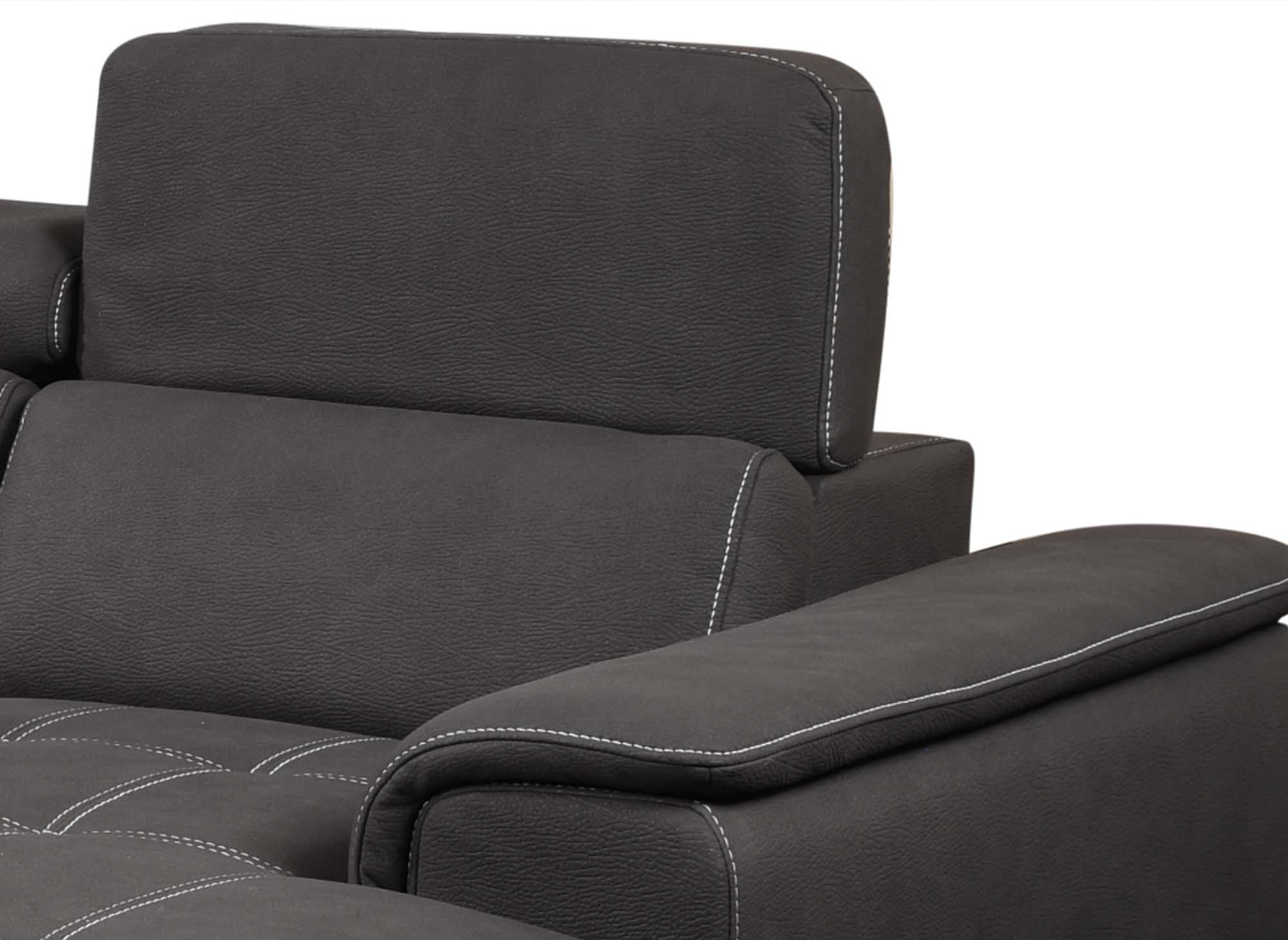 OLIVER Panorama-Sofa mit Aufbewahrungsbox aus grauem Stoff - Linke Ecke