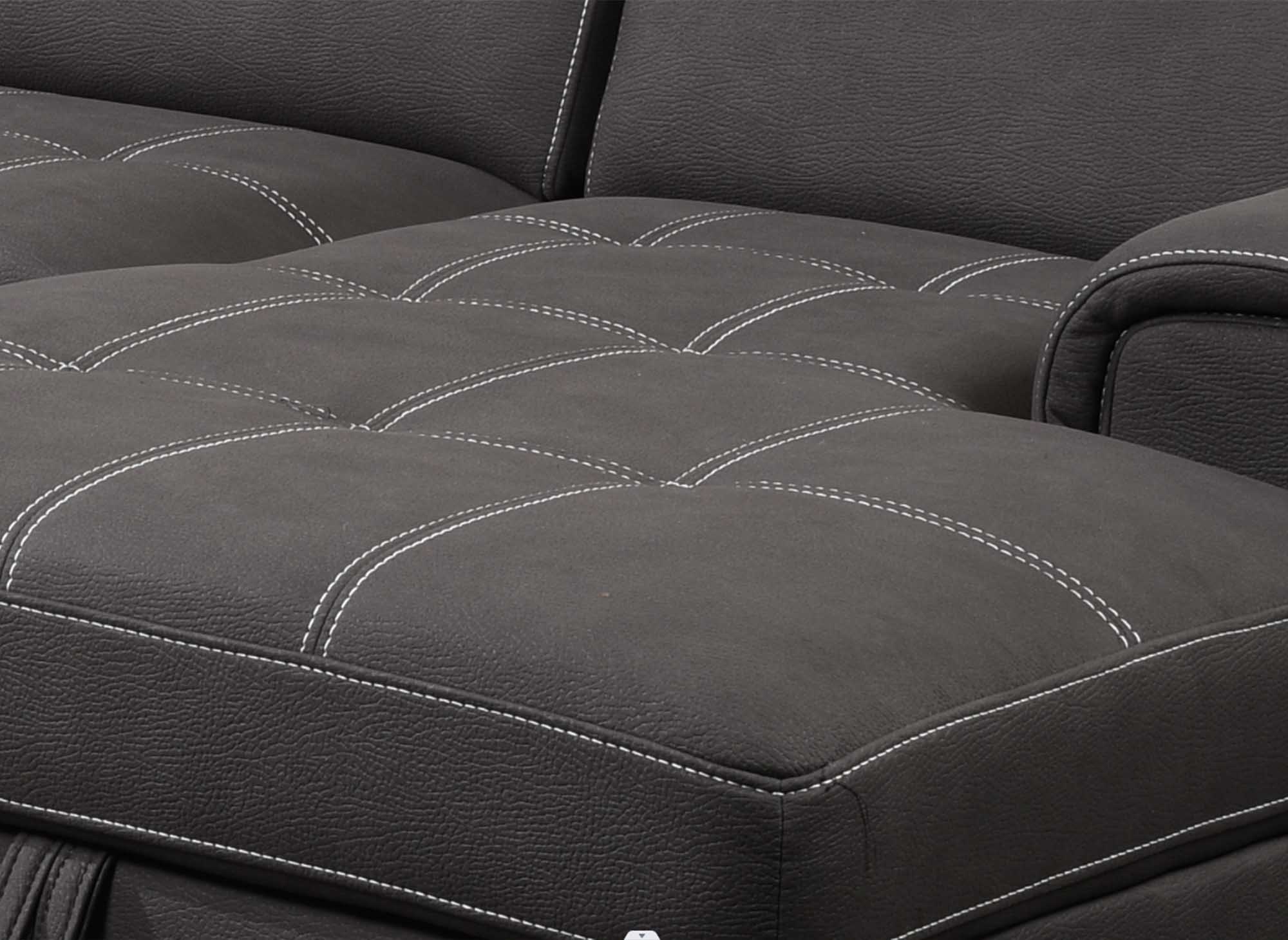 OLIVER Panorama-Sofa mit Aufbewahrungsbox aus grauem Stoff - Linke Ecke