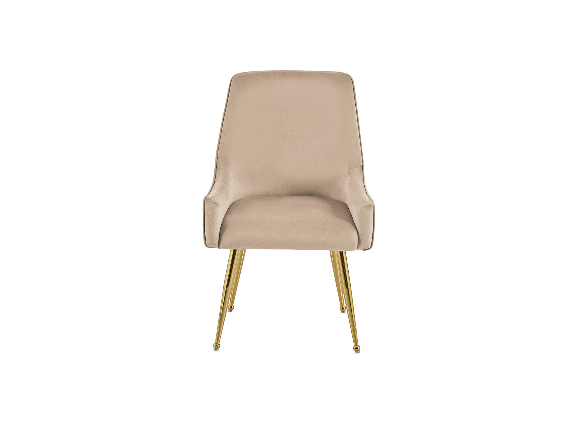 2er-Set beige Samtstühle mit goldenen Metallbeinen DORY