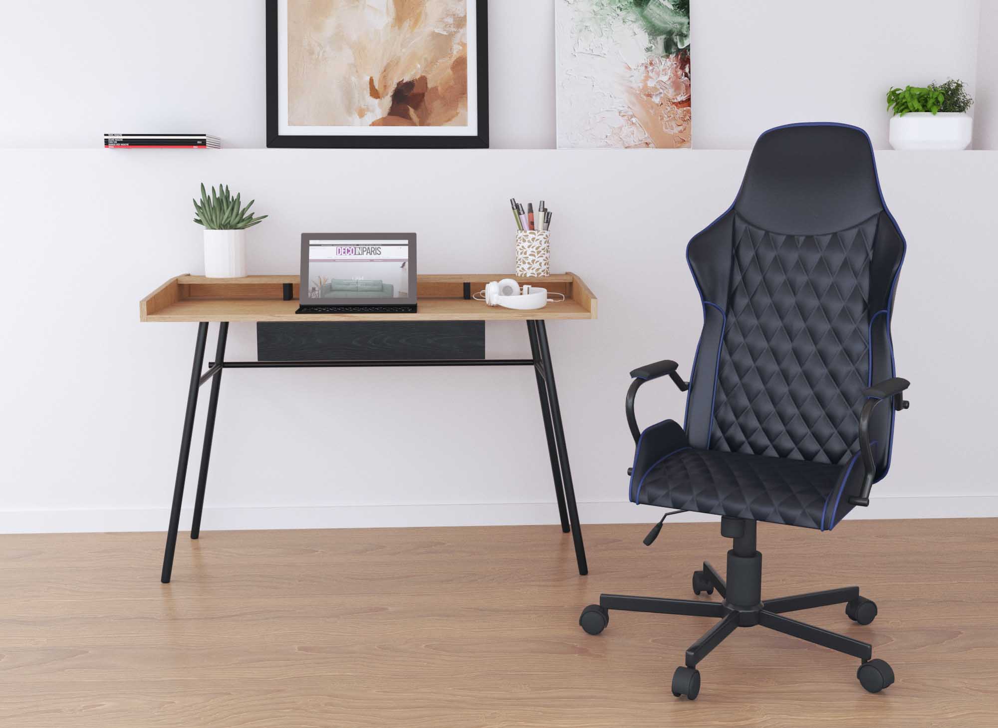 ATOMIC Bürostuhl aus schwarz-blauem Kunstleder