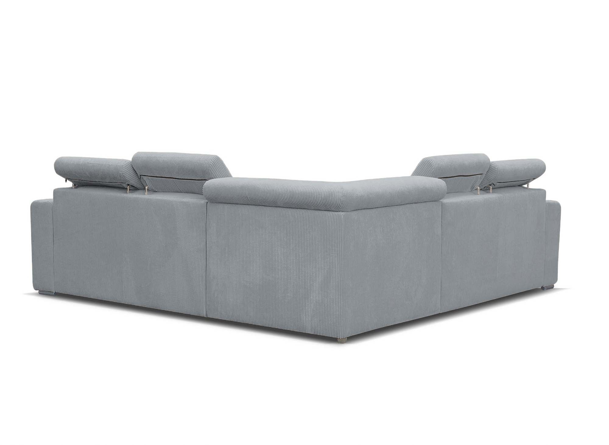 MERYL Ecksofa aus hellgrauem Cord, umwandelbar und wendbar