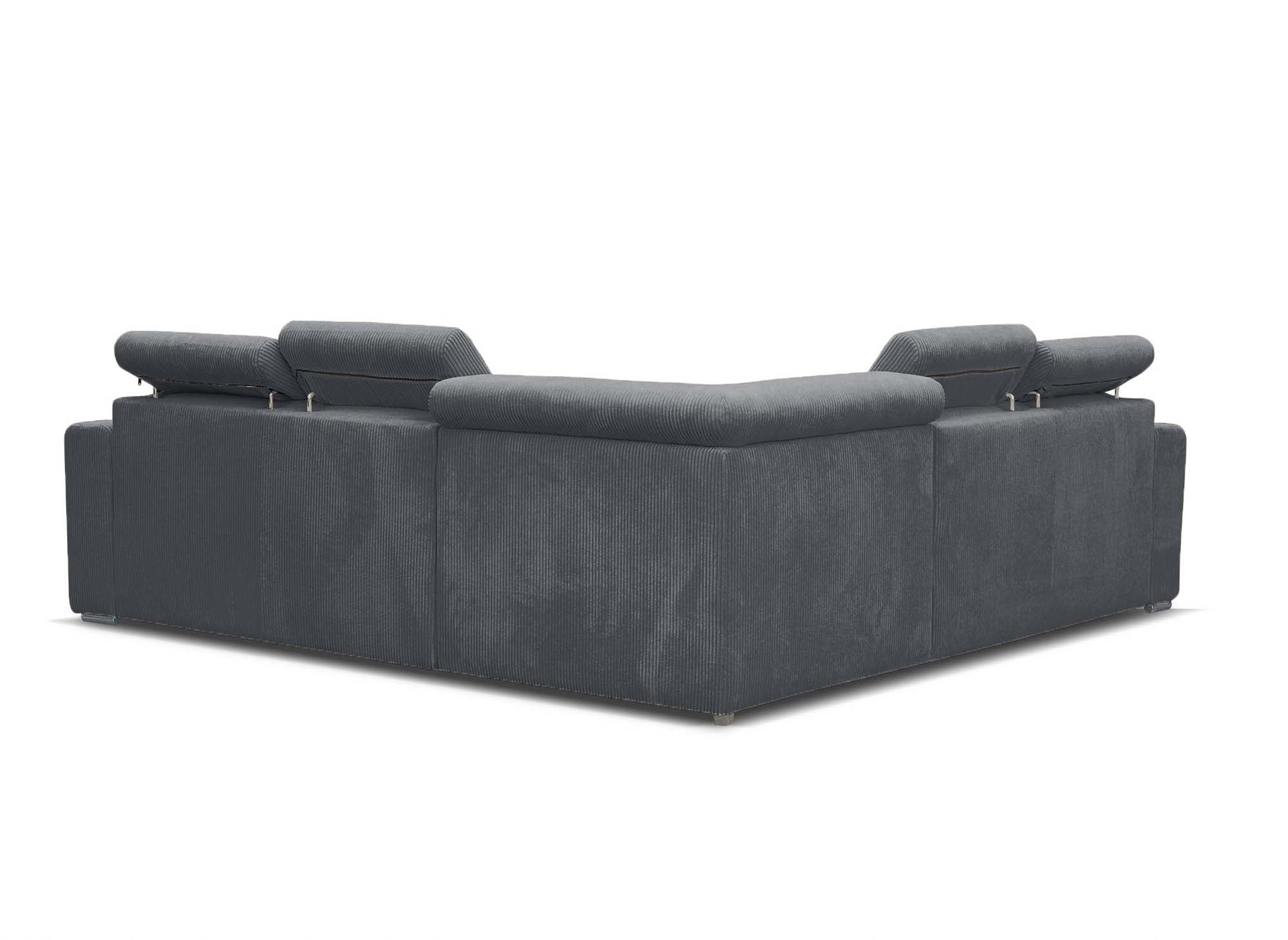 MERYL Ecksofa aus dunkelgrauem Cord, umwandelbar und wendbar