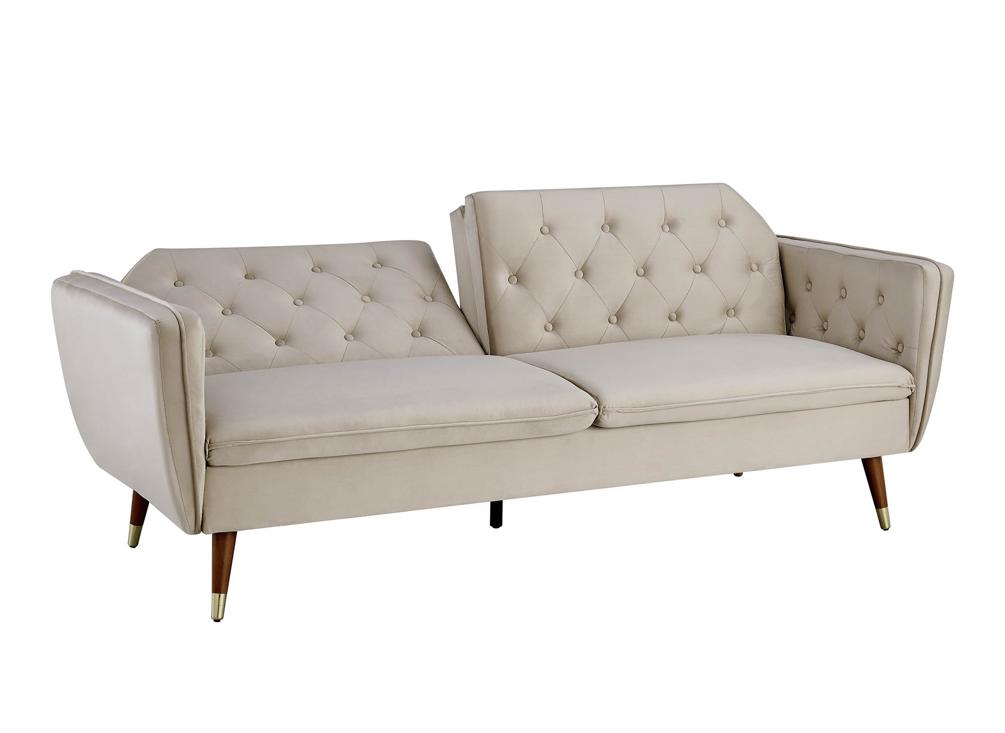 ARIANE 3-Sitzer-Schlafsofa aus beigem Samtstoff