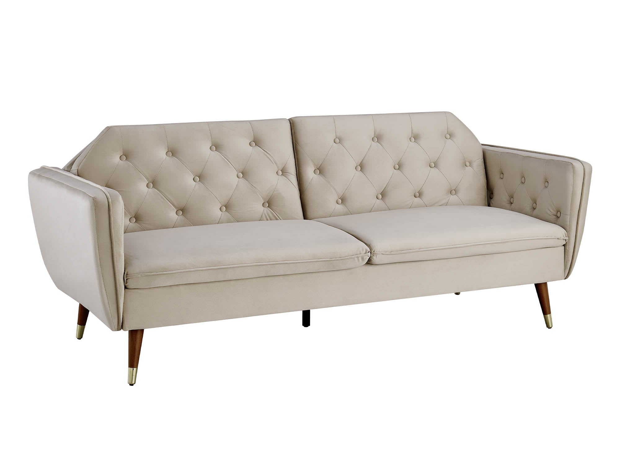 ARIANE 3-Sitzer-Schlafsofa aus beigem Samtstoff