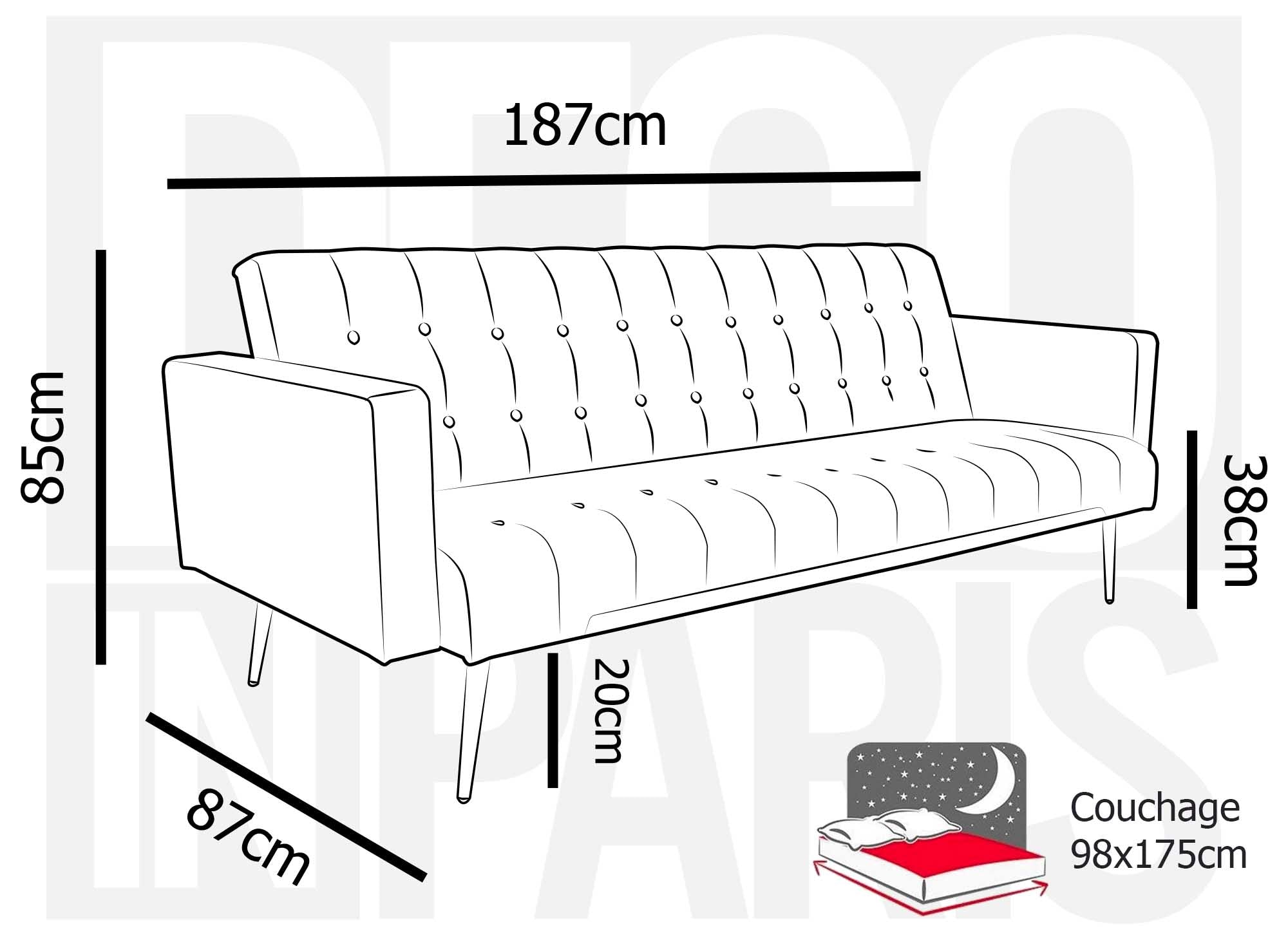CHICAGO Schlafsofa aus beigefarbenem Samt mit goldenen Metallbeinen