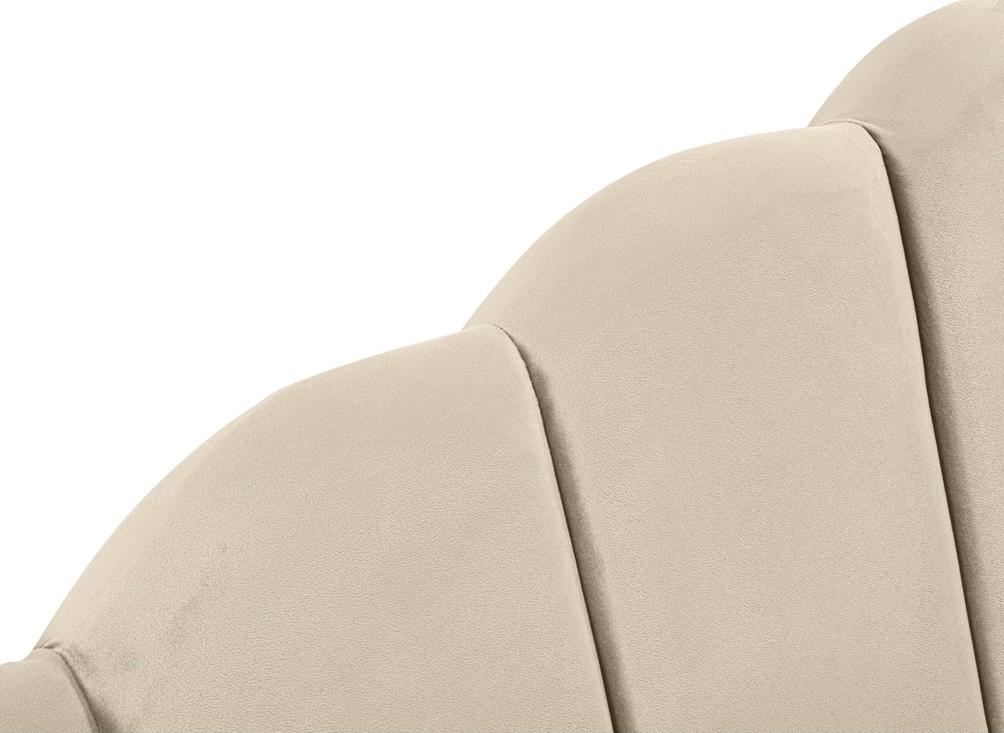 ELVIRA Bett mit Stauraum aus beigefarbenem Samt 140x190 cm
