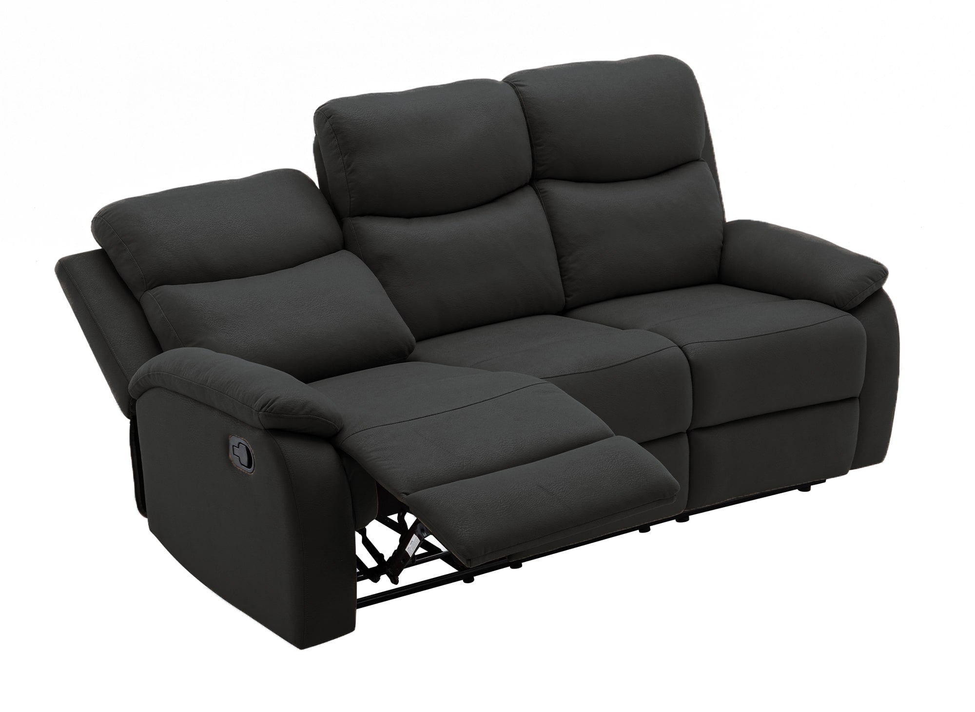 JACOB 3-Sitzer-Relaxsofa in schwarzem Kunstledereffekt