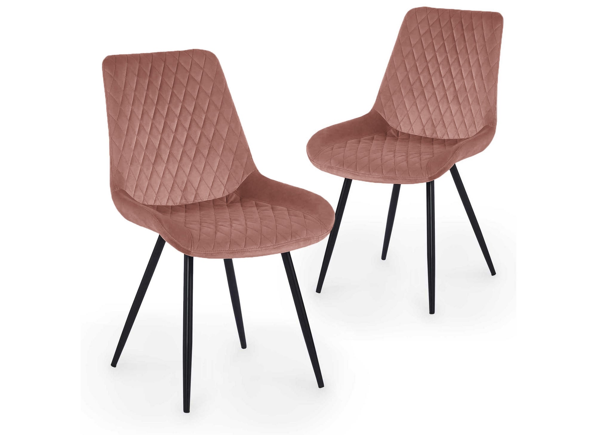 2er-Set YOLA Designer-Stühle aus rosa Samt