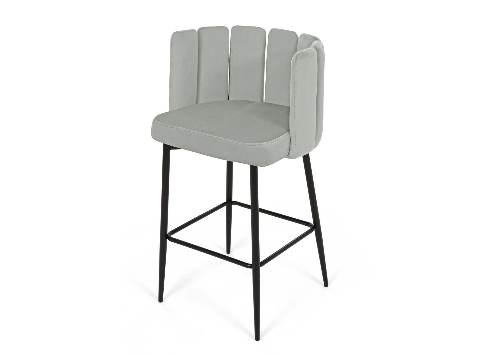 2er-Set Designer-Barhocker DEBBY aus grauem Samt