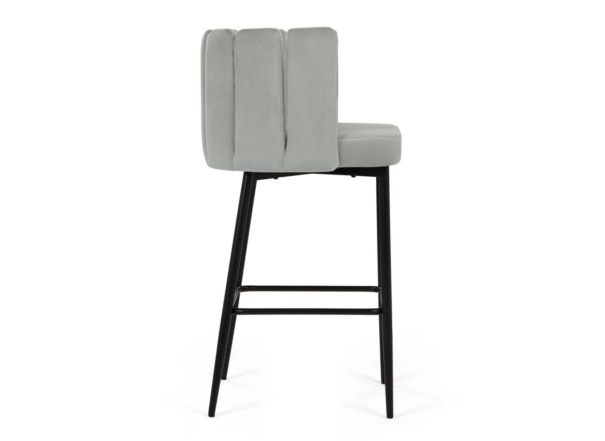 2er-Set Designer-Barhocker DEBBY aus grauem Samt