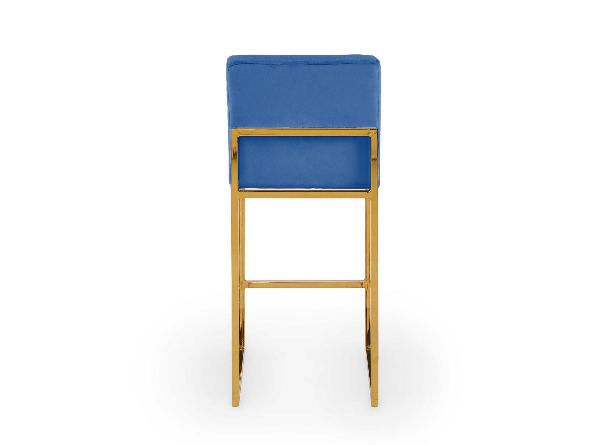 2er-Set Designer-Barhocker FRIDA aus blauem Samt
