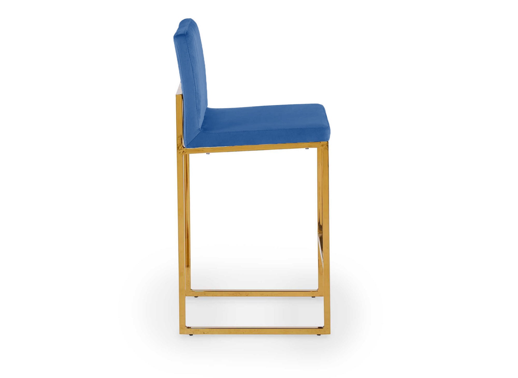 2er-Set Designer-Barhocker FRIDA aus blauem Samt