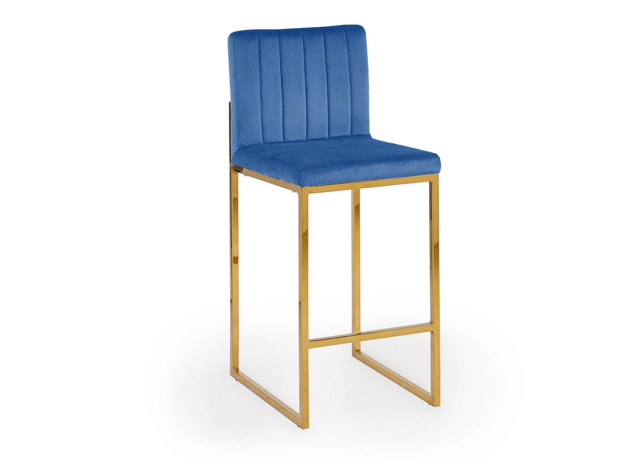 2er-Set Designer-Barhocker FRIDA aus blauem Samt