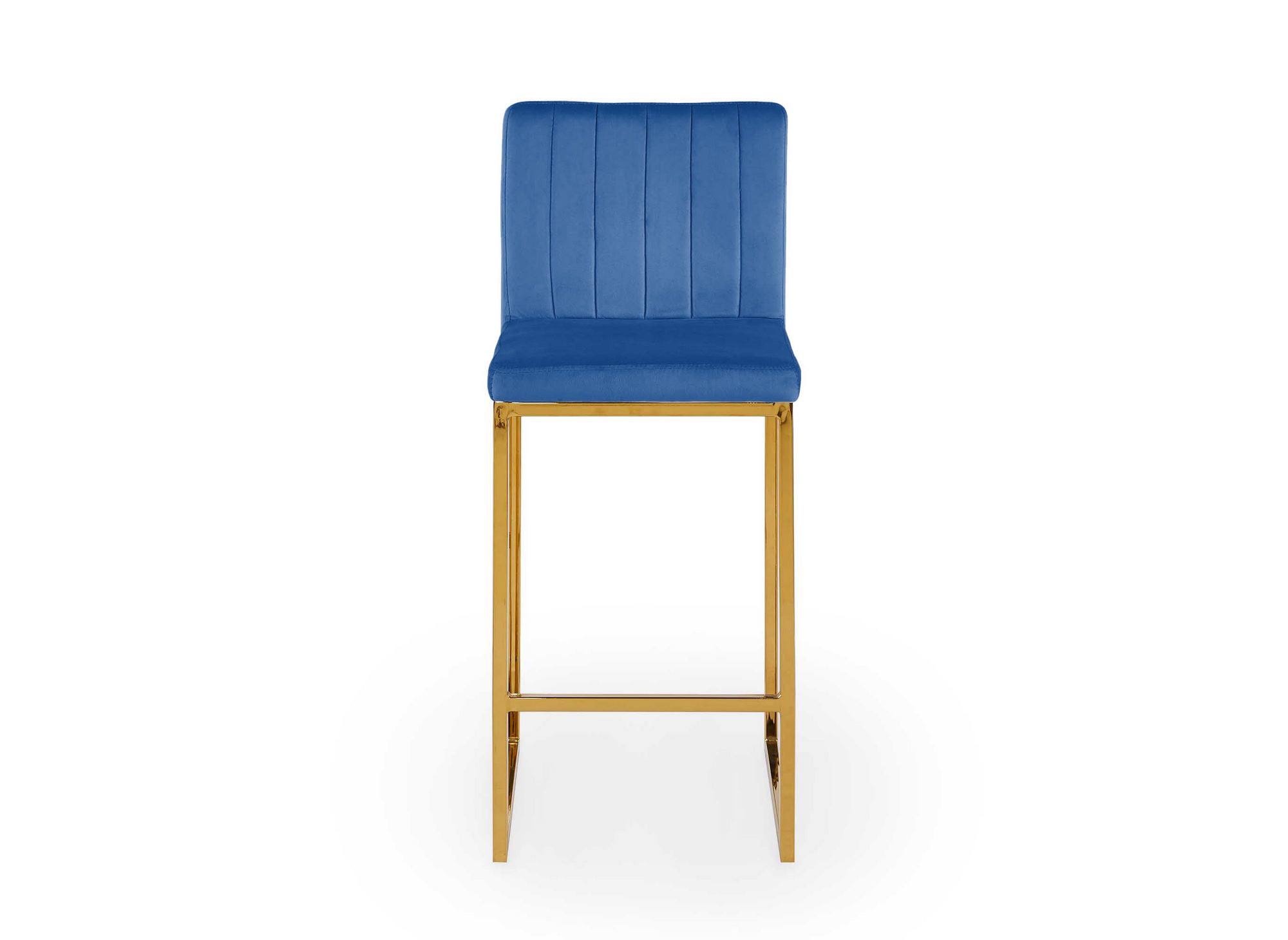 2er-Set Designer-Barhocker FRIDA aus blauem Samt