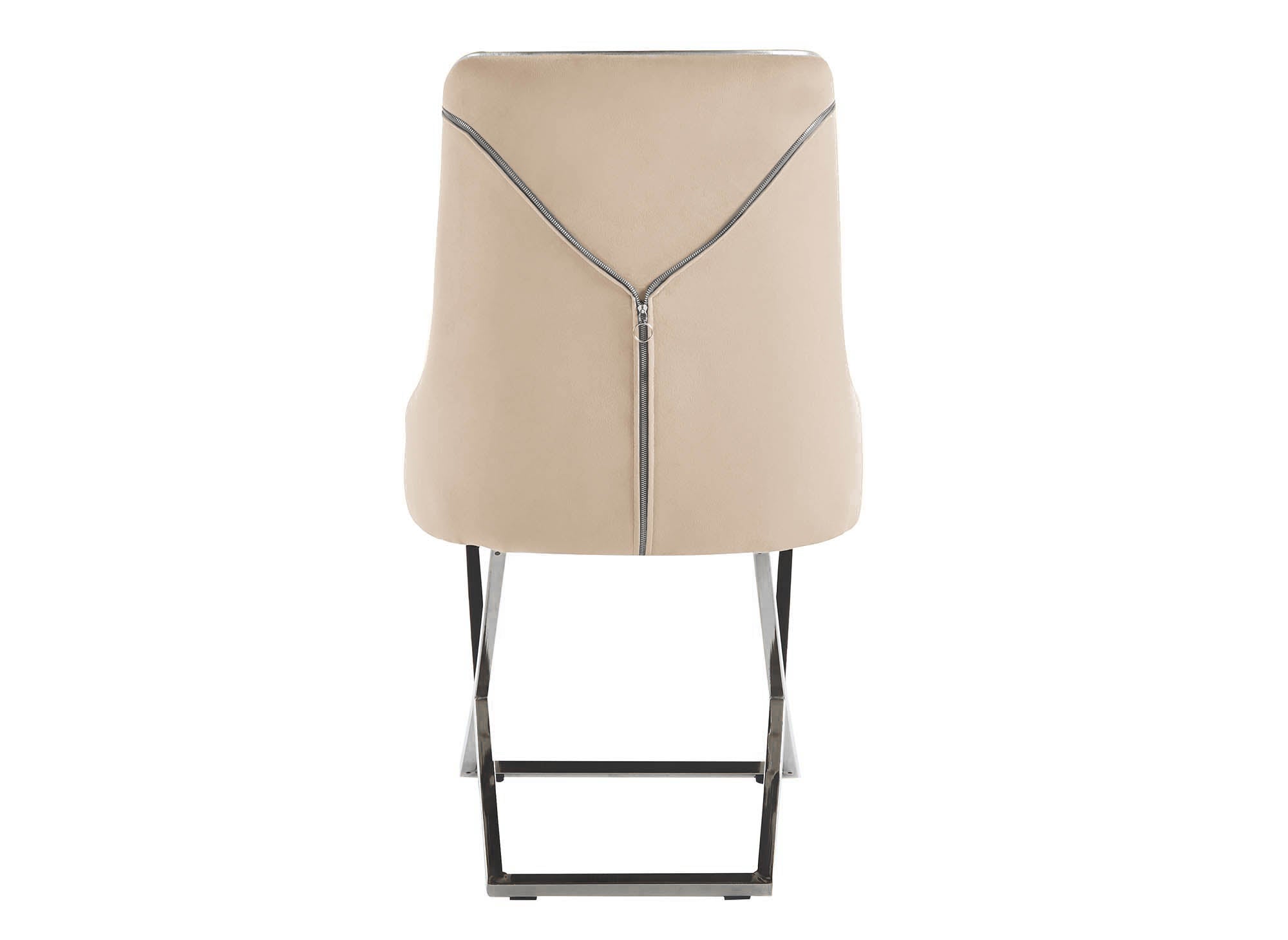 2er-Set beige Samtstühle mit silbernen Metallbeinen LEXA