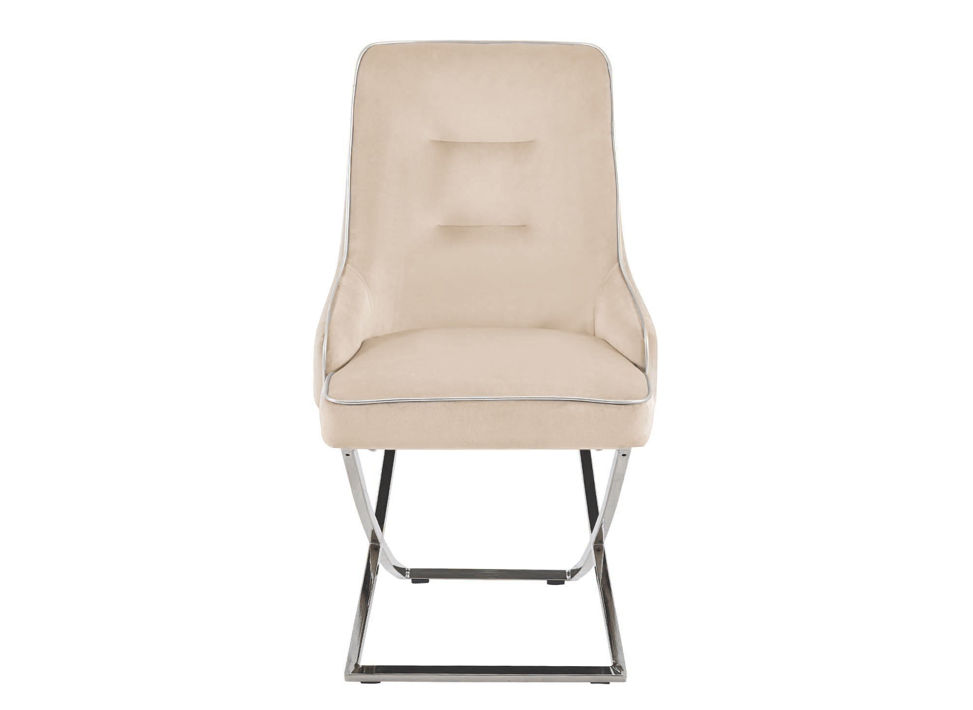 2er-Set beige Samtstühle mit silbernen Metallbeinen LEXA